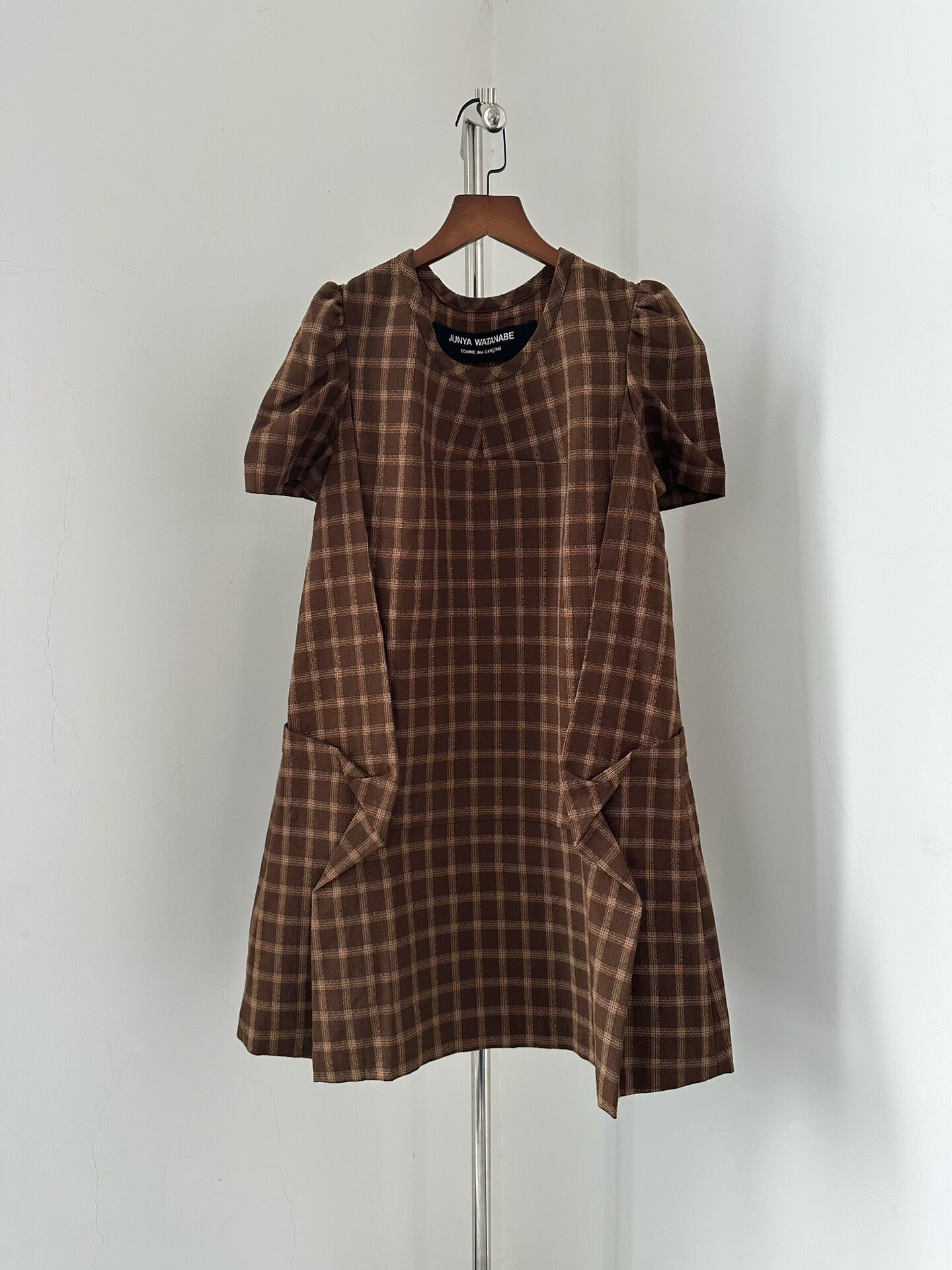Junya Watanabe Brown Plaid Short Dress — detail