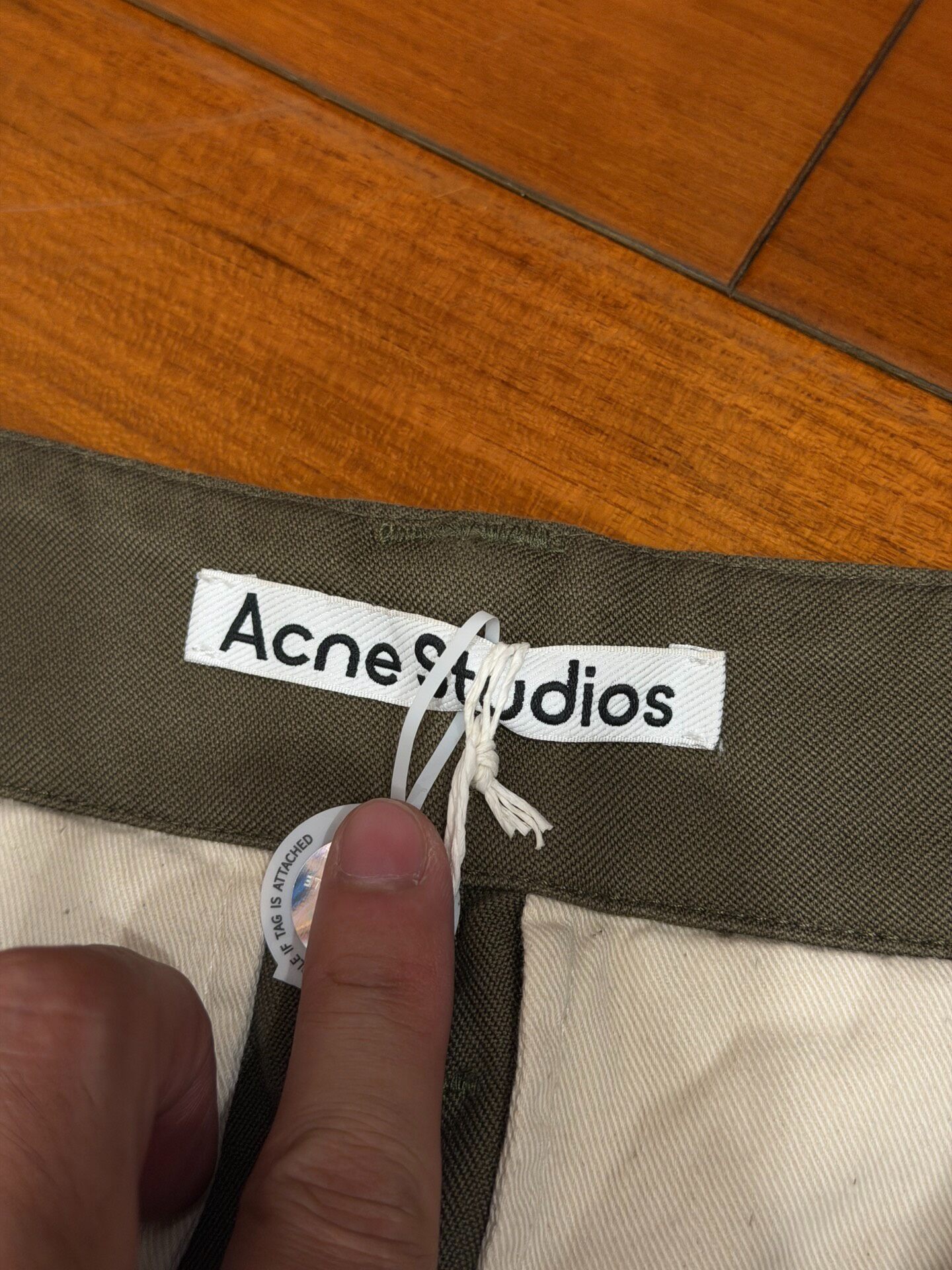Acne Studios SS25 Olive Cargo Pants — detail