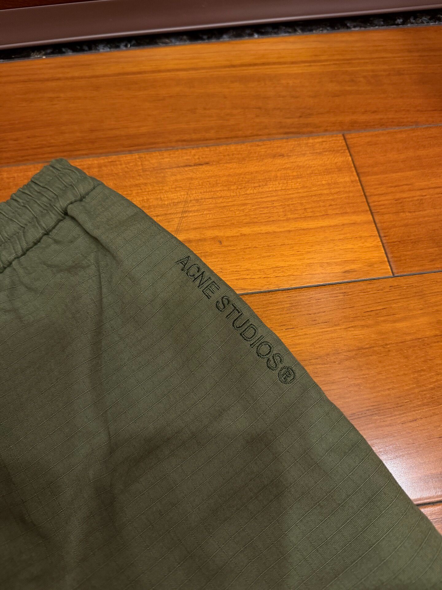 Acne Studio Olive Green Cargo Pants — detail