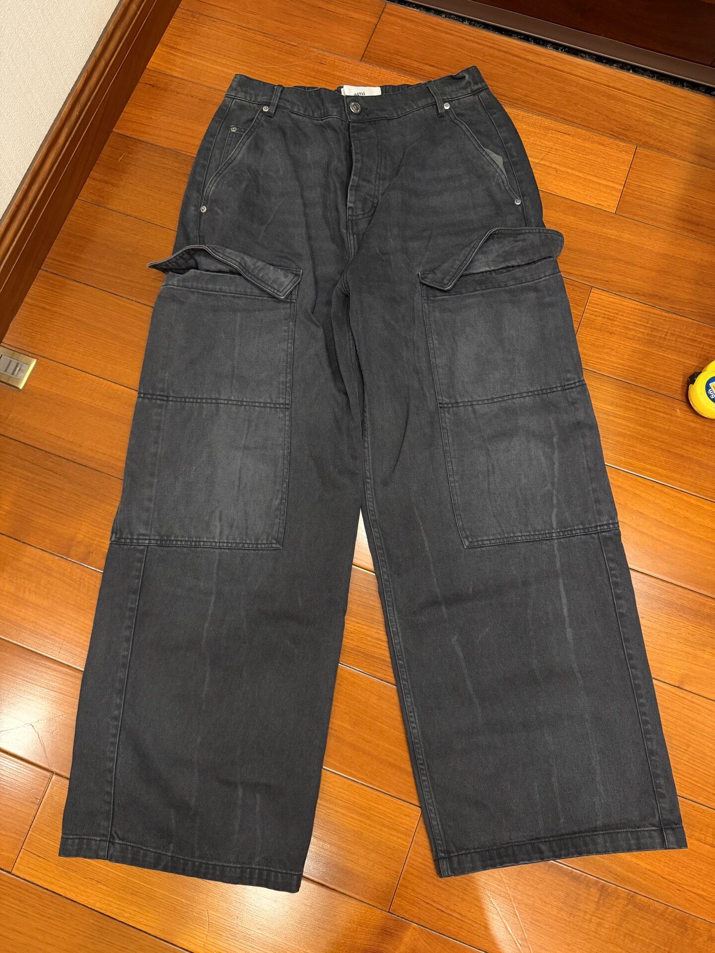 AMI Wide-Leg Denim Cargo Pants