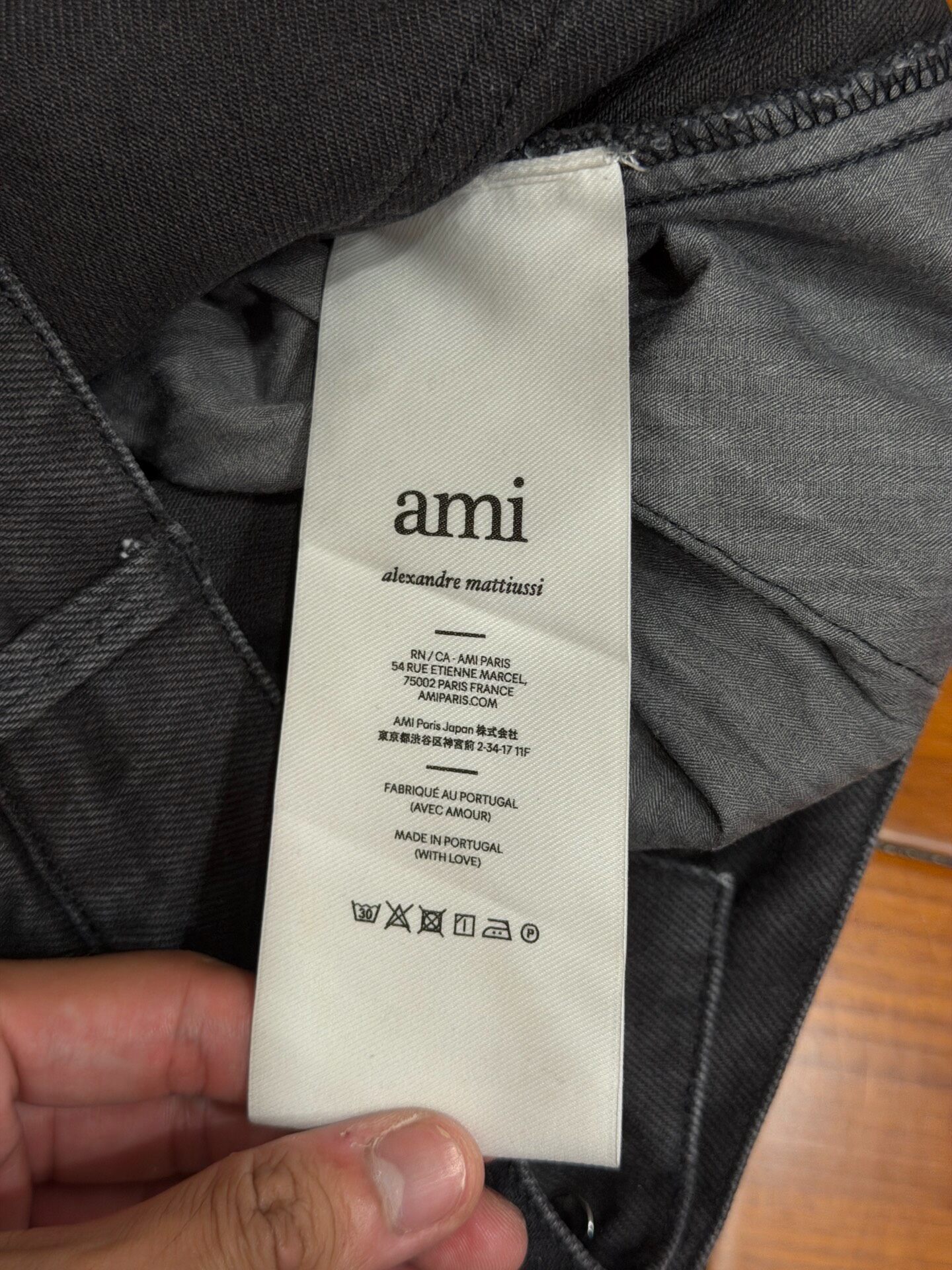 AMI Wide-Leg Denim Cargo Pants — back