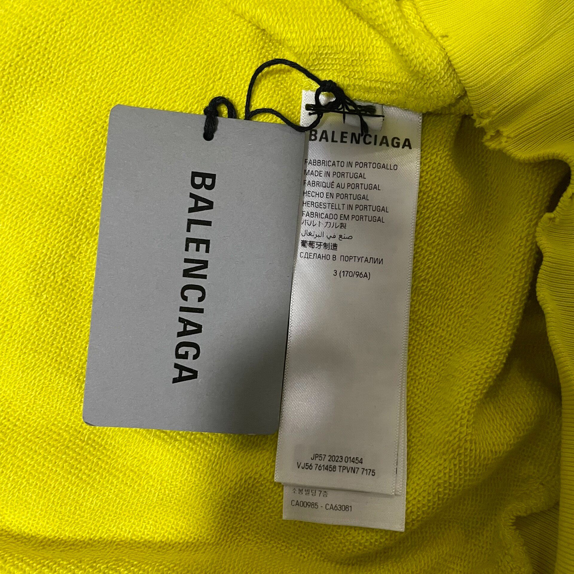 Balenciaga Neon Yellow Logo Hoodie — back
