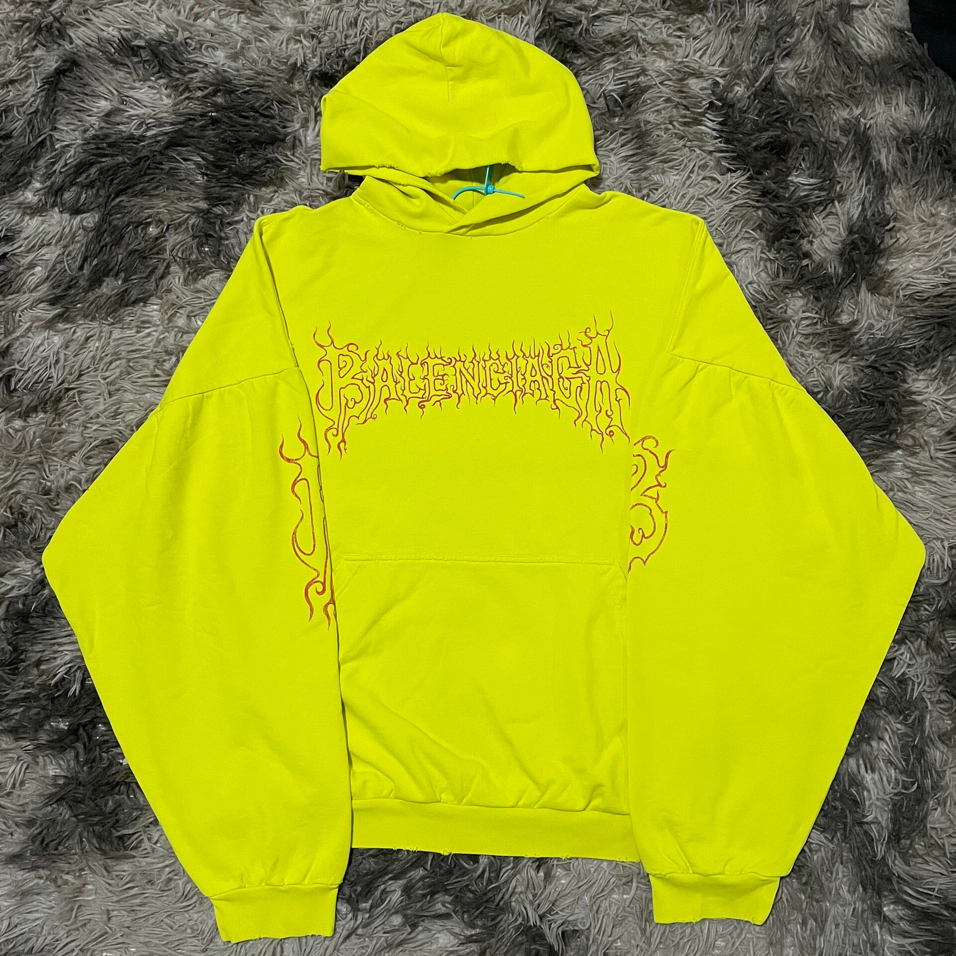 Balenciaga Neon Yellow Logo Hoodie