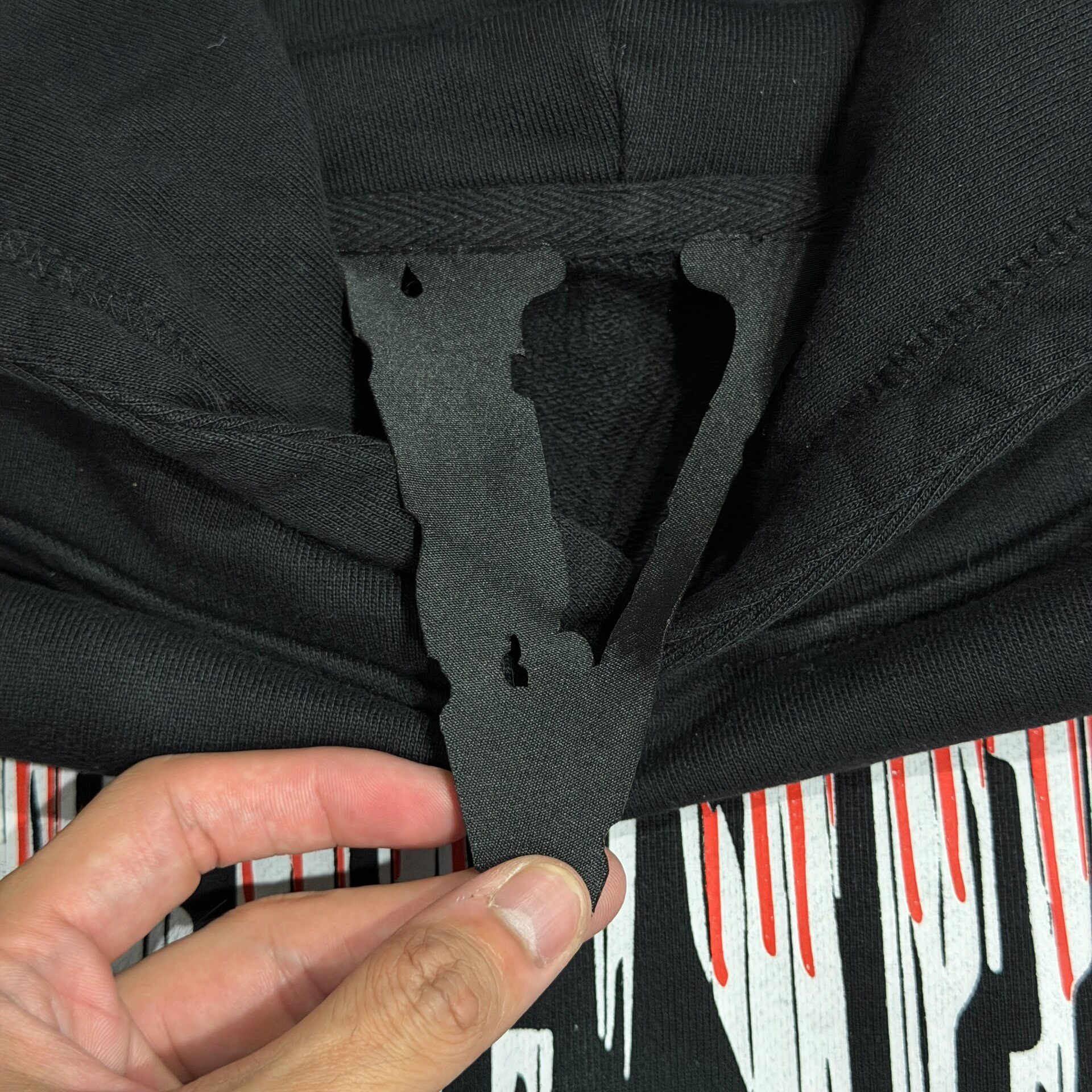 Vlone Black Hooded Sweatshirt — label