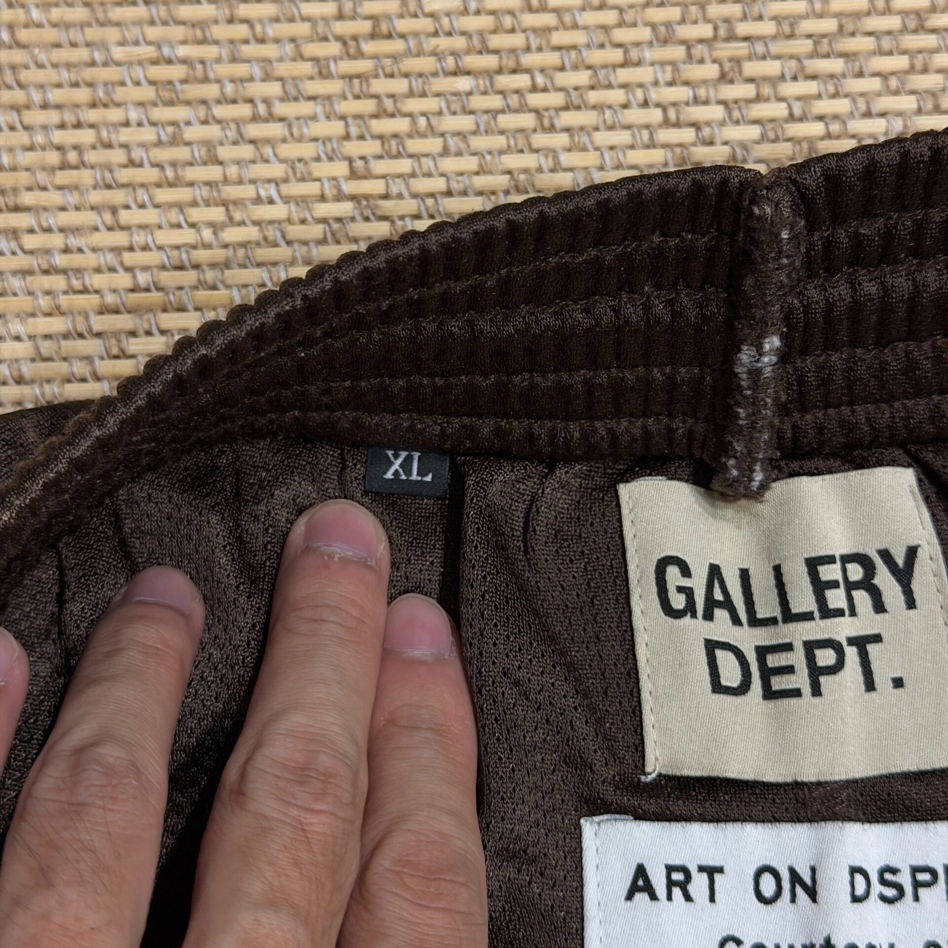 Gallery Dept Brown Mesh Logo Shorts — label