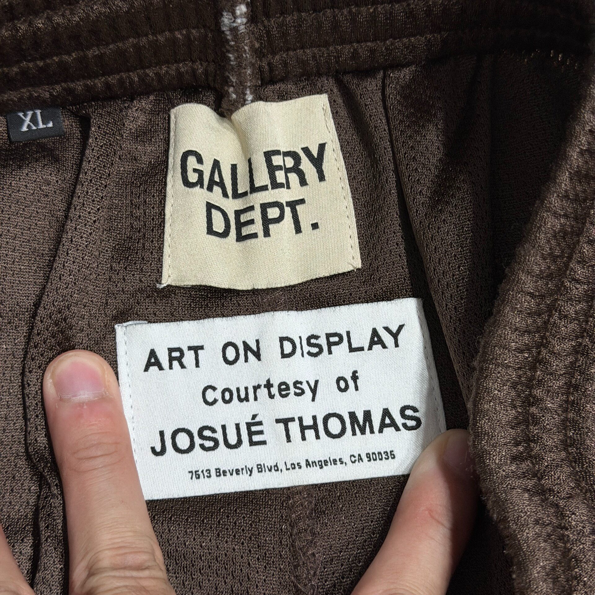 Gallery Dept Brown Mesh Logo Shorts — detail