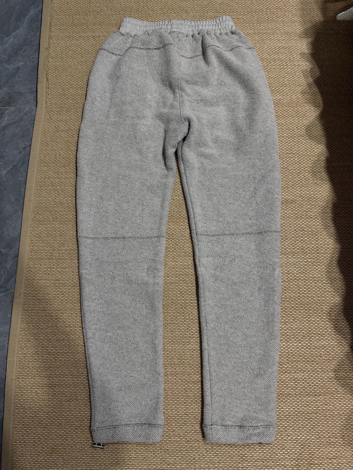 Thick Gray Tapered Linen Pants — front