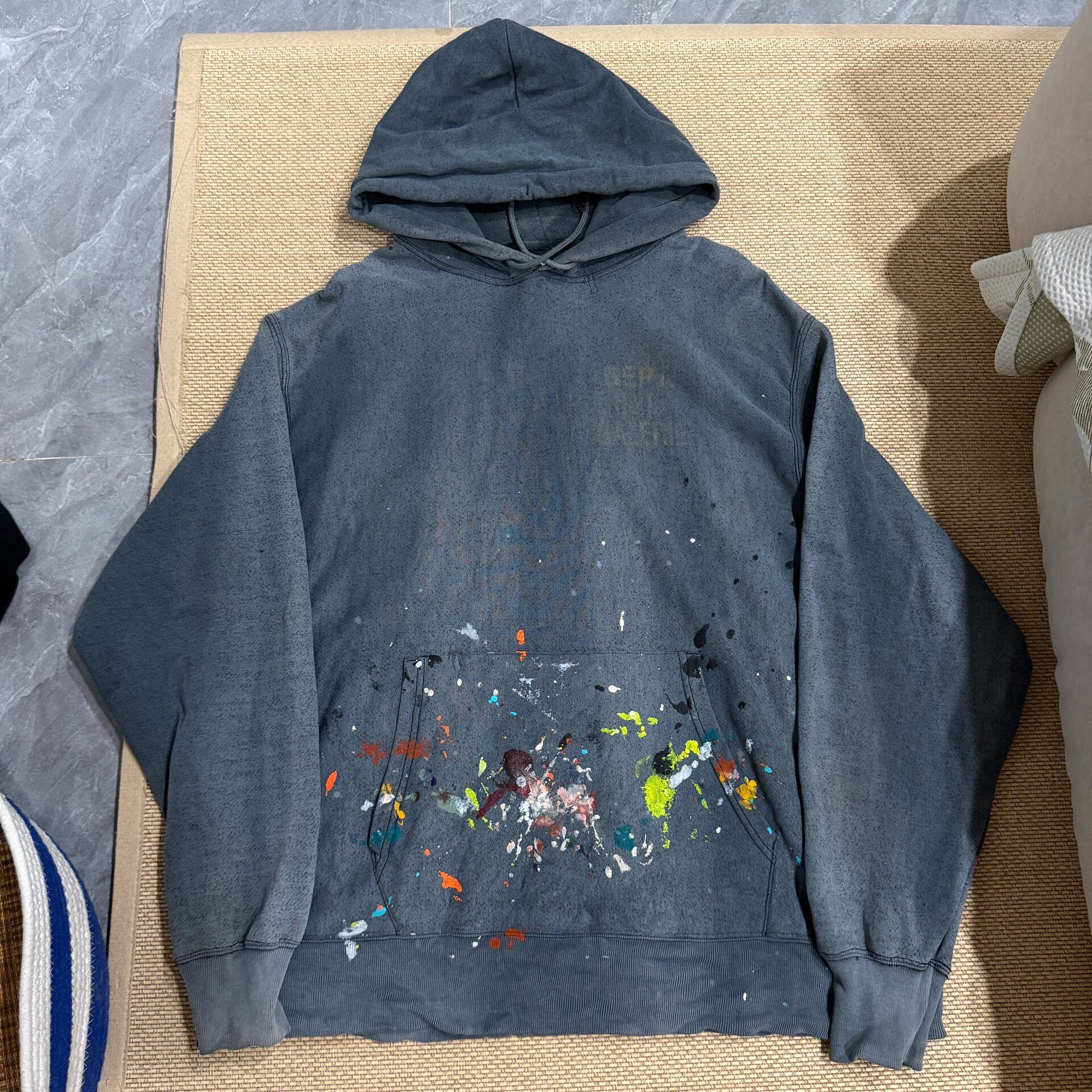 Gallery Dept Dark Blue Paint Splatter Hoodie