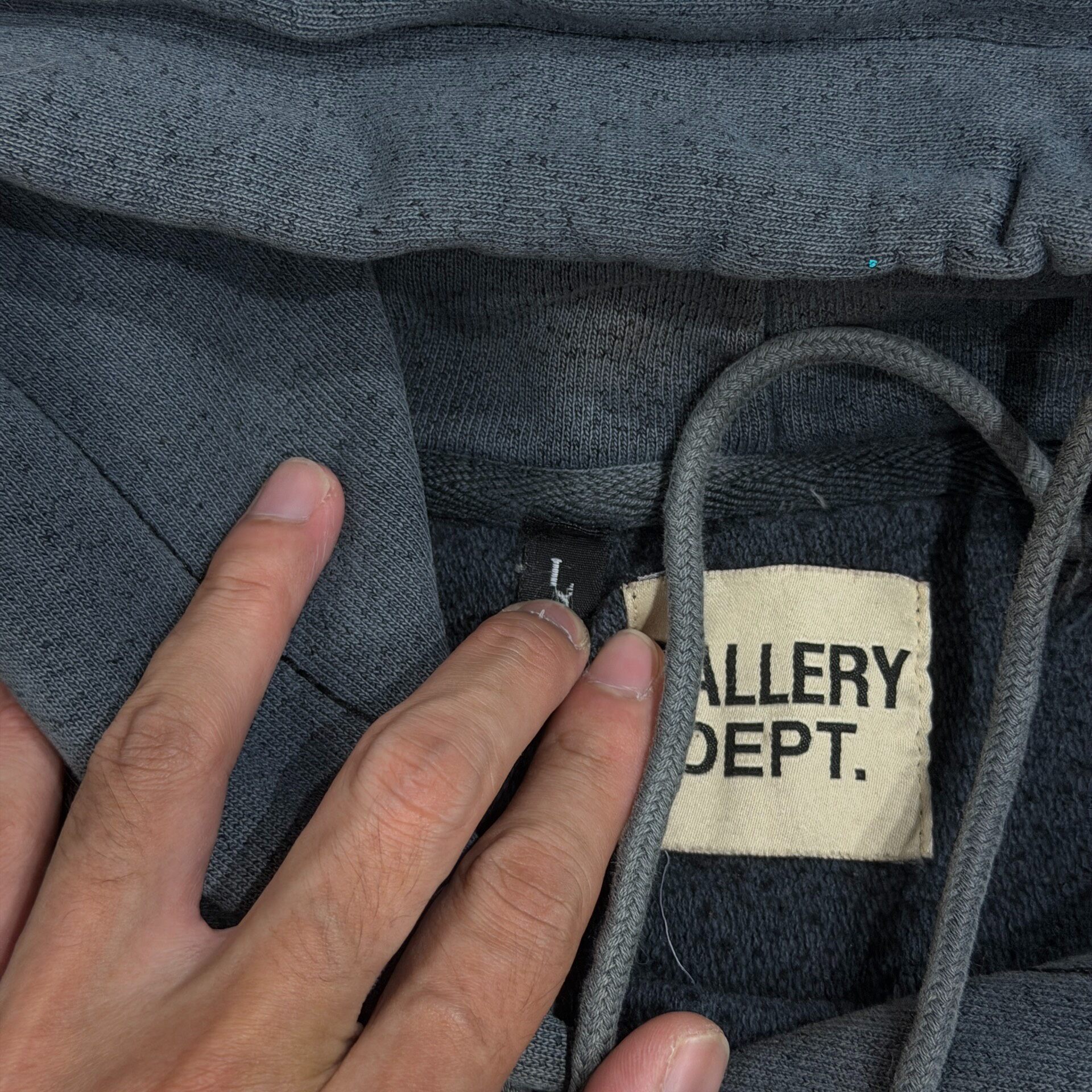 Gallery Dept Dark Blue Paint Splatter Hoodie — label