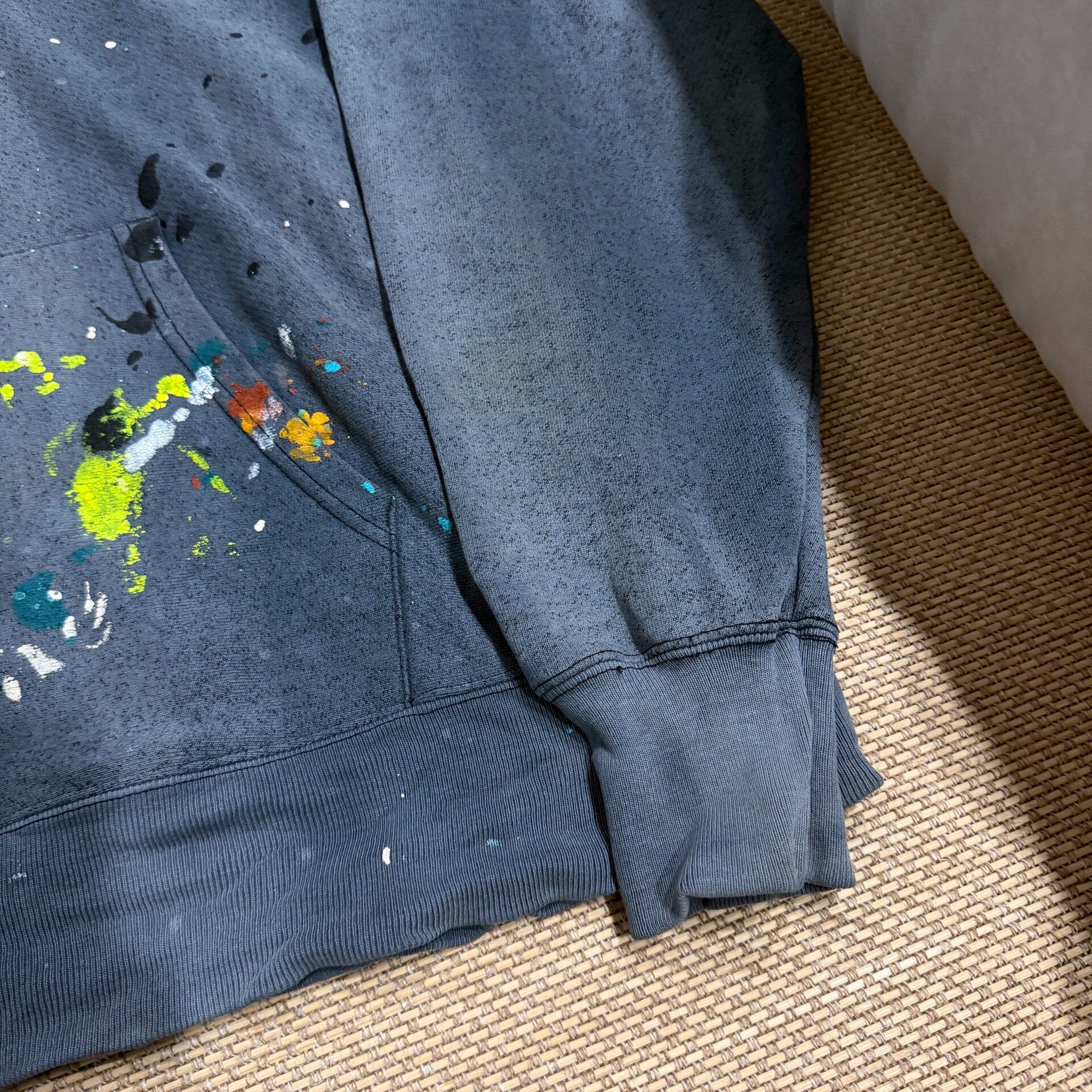 Gallery Dept Dark Blue Paint Splatter Hoodie — front