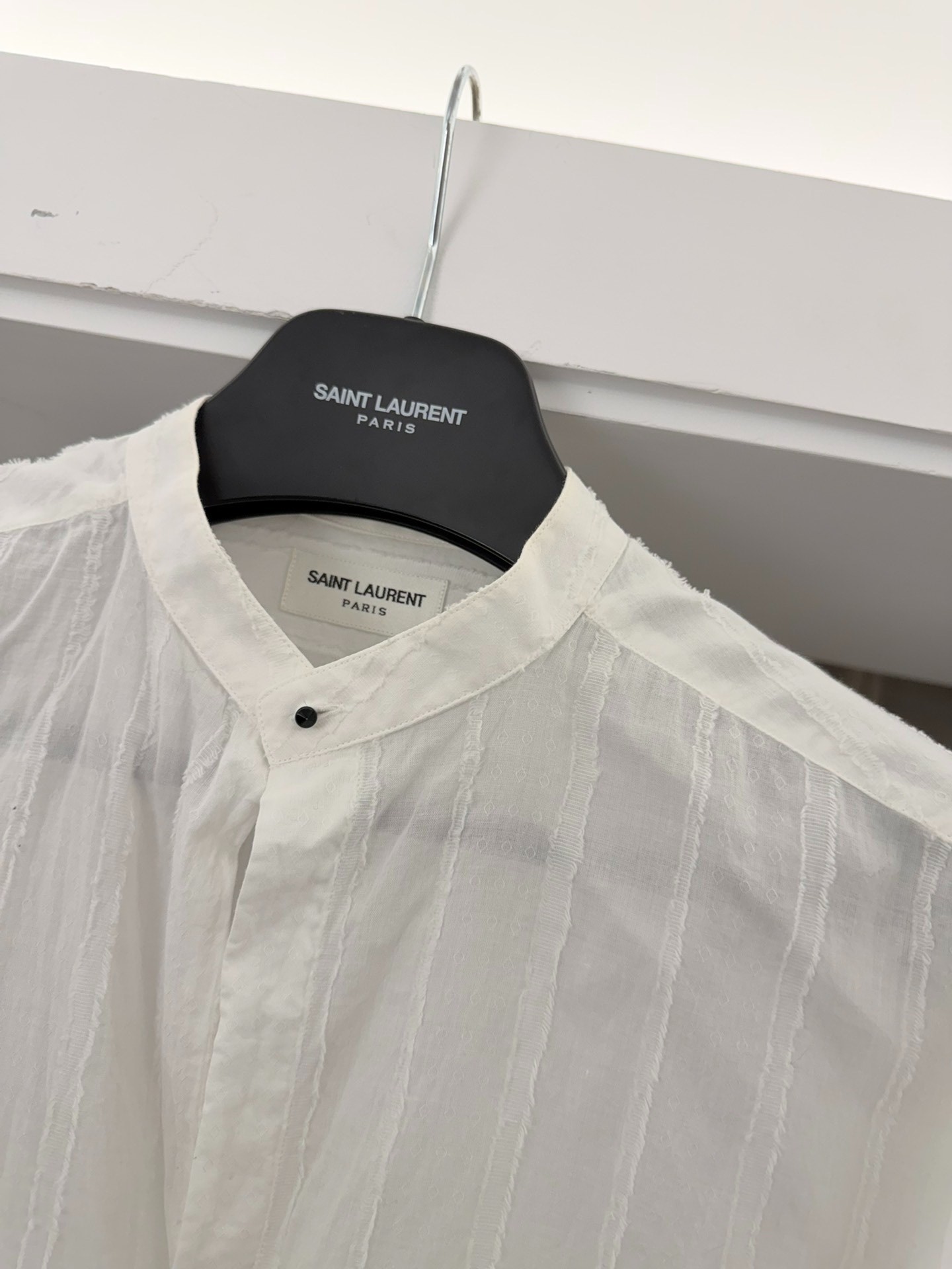 Saint Laurent White Round Collar Shirt — front
