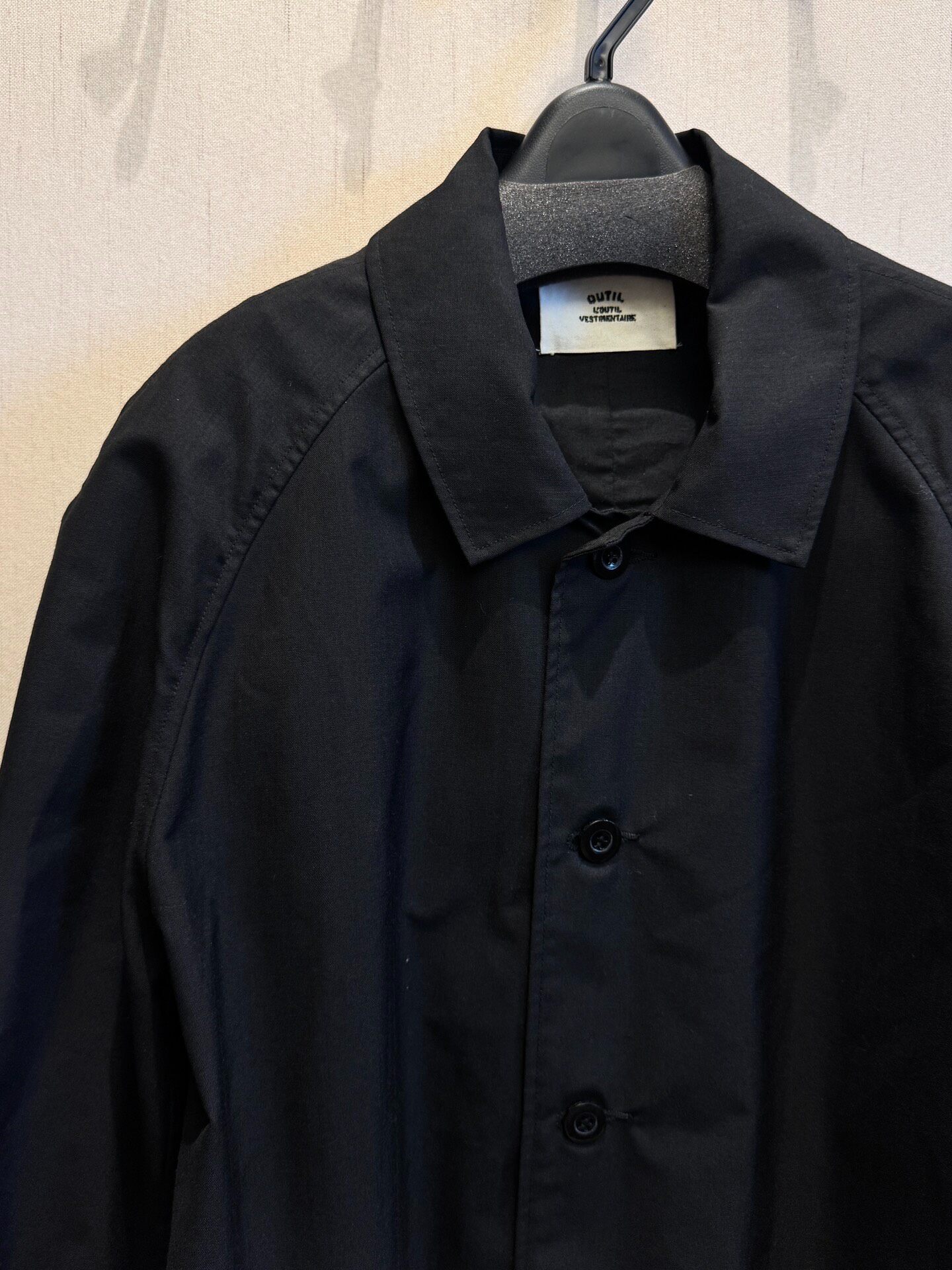 Outil M35 Black Long Wool Coat — front