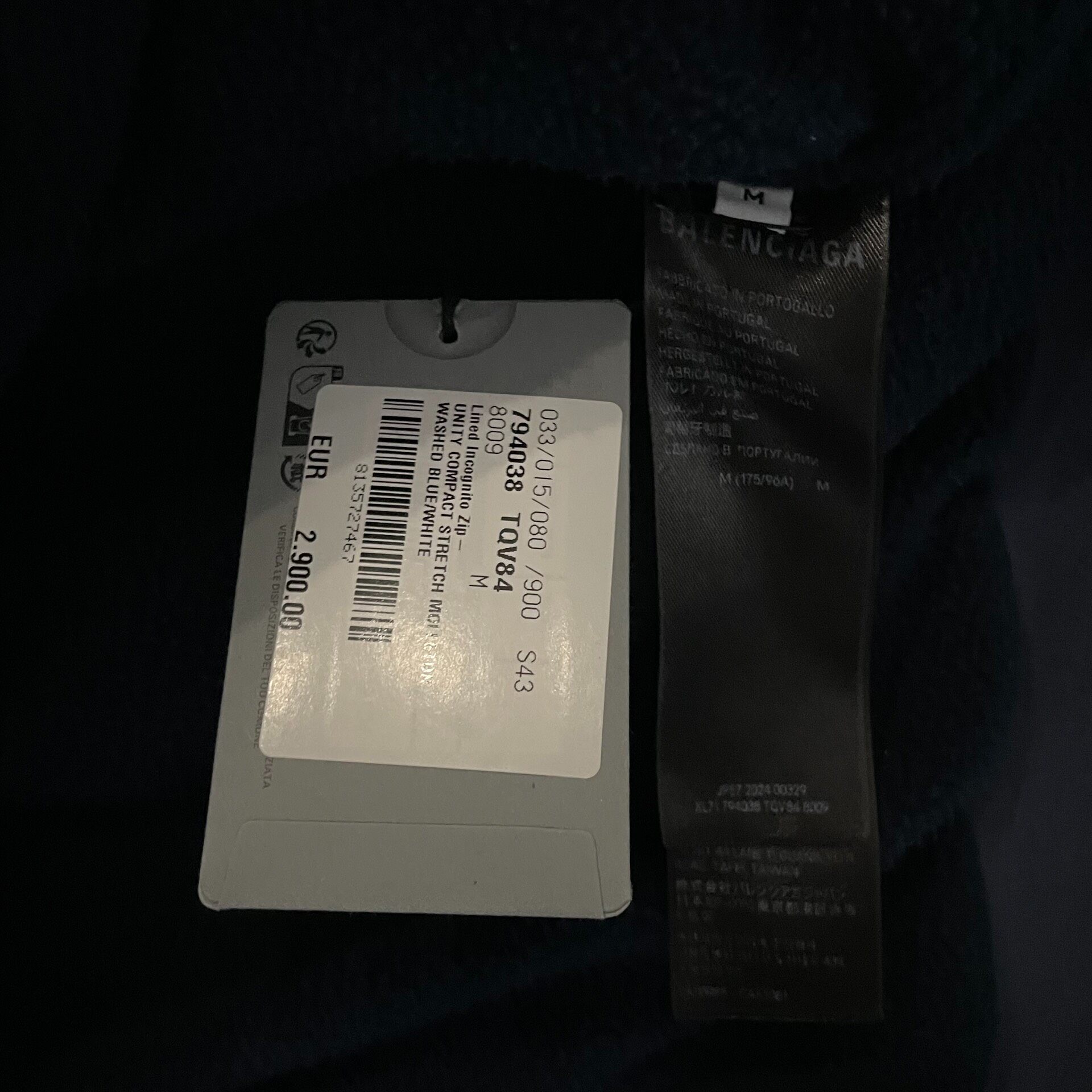 Balenciaga 4-Sleeve Blue Zip Hooded Jacket — back