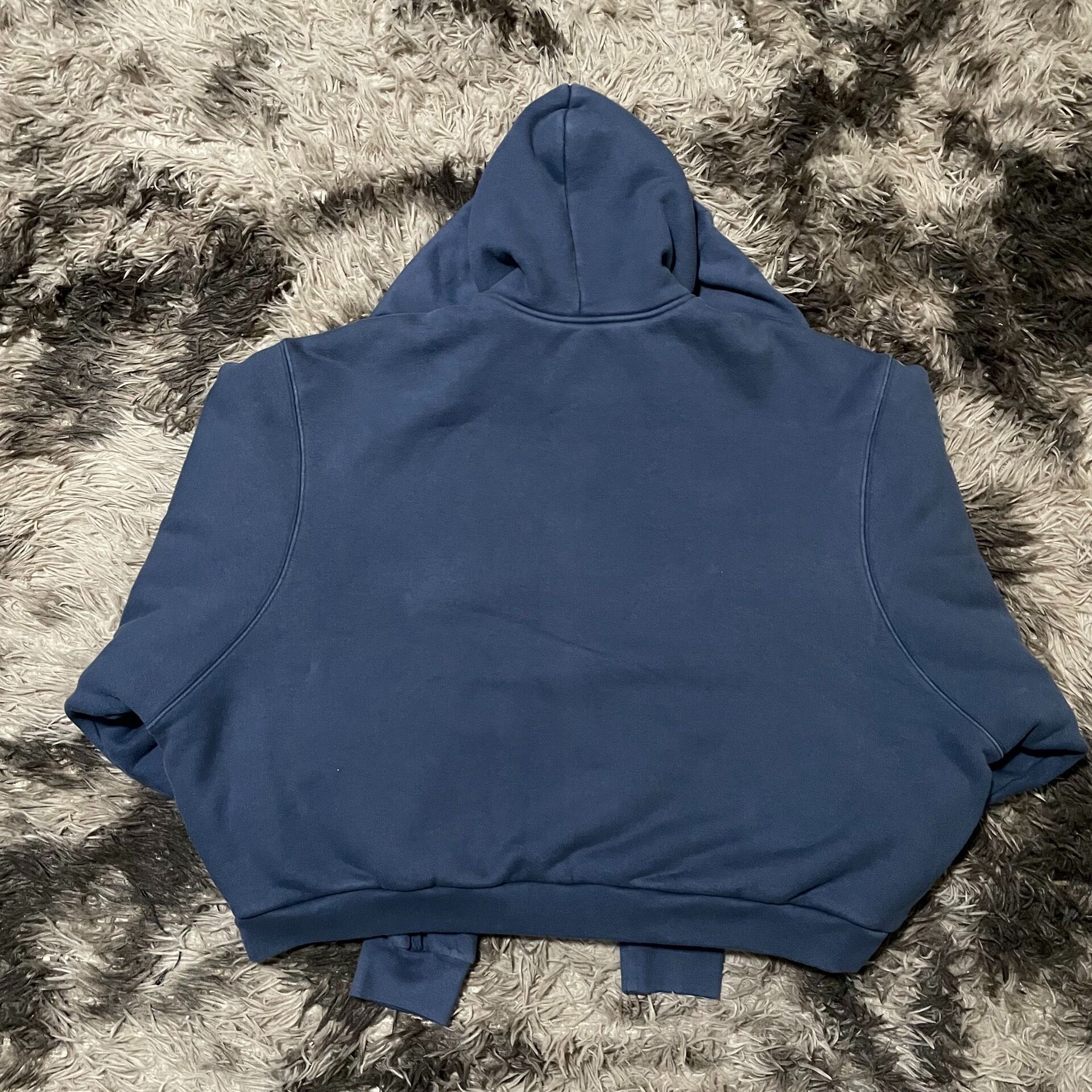 Balenciaga 4-Sleeve Blue Zip Hooded Jacket — front