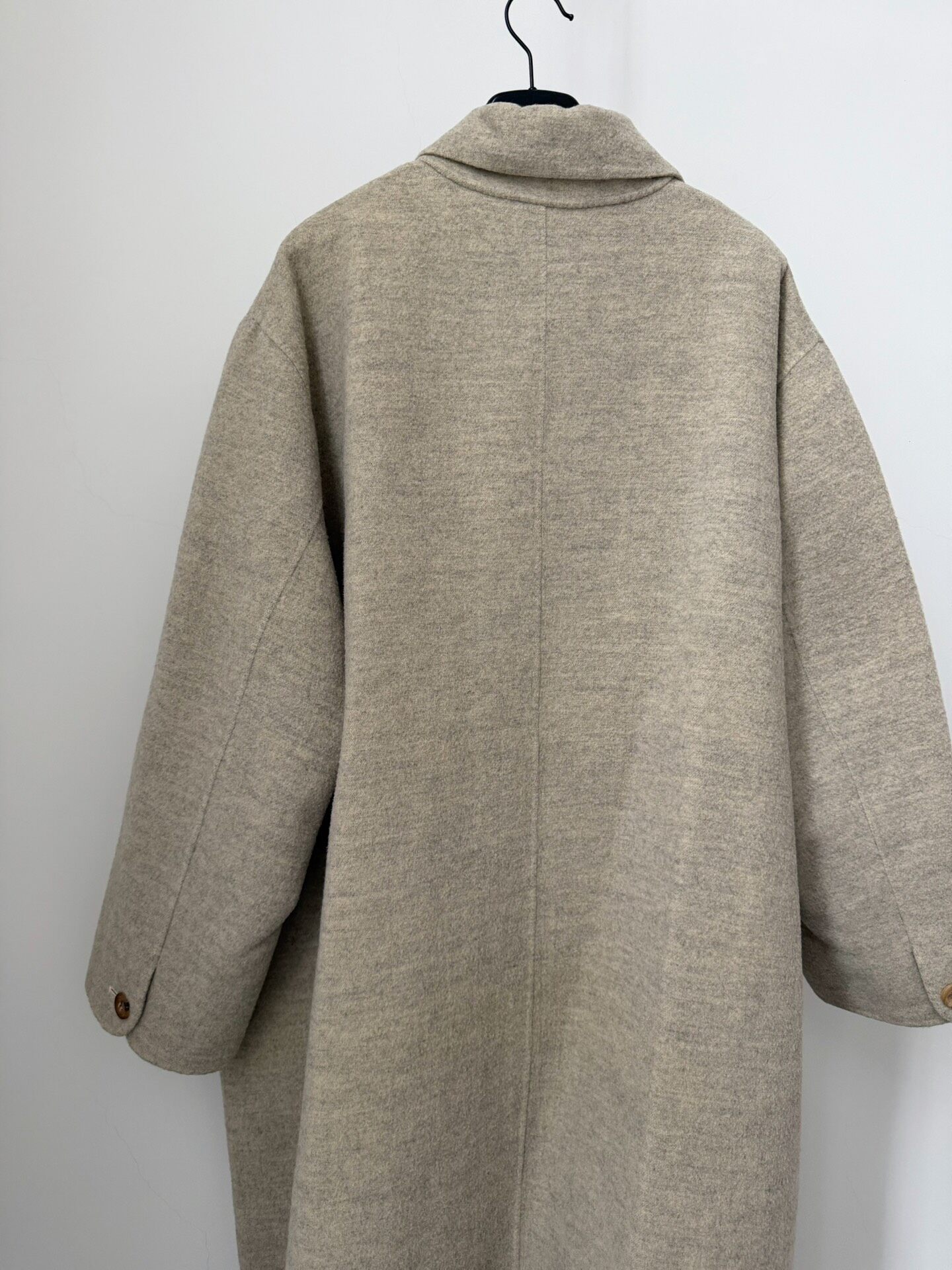 Issey Miyake Oatmeal Wool Long Coat — label