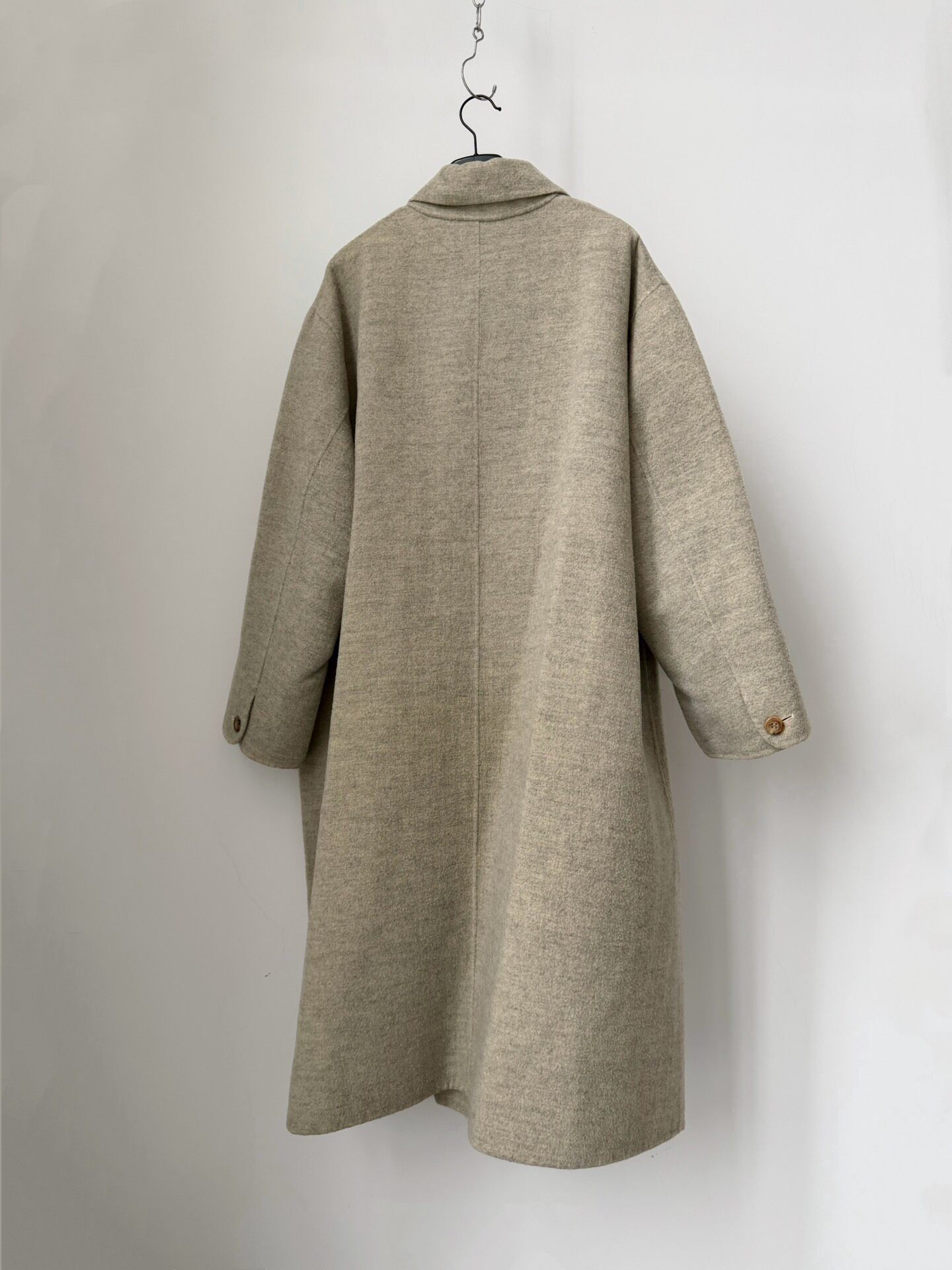 Issey Miyake Oatmeal Wool Long Coat — detail