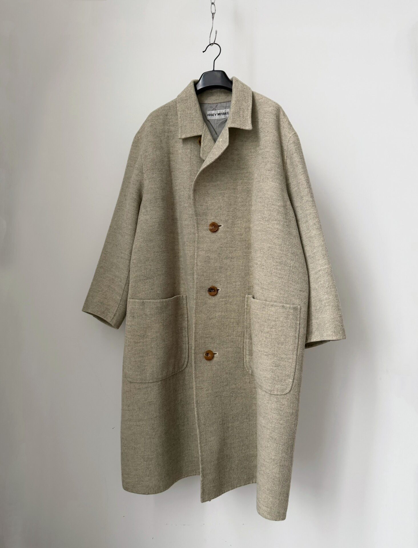Issey Miyake Oatmeal Wool Long Coat