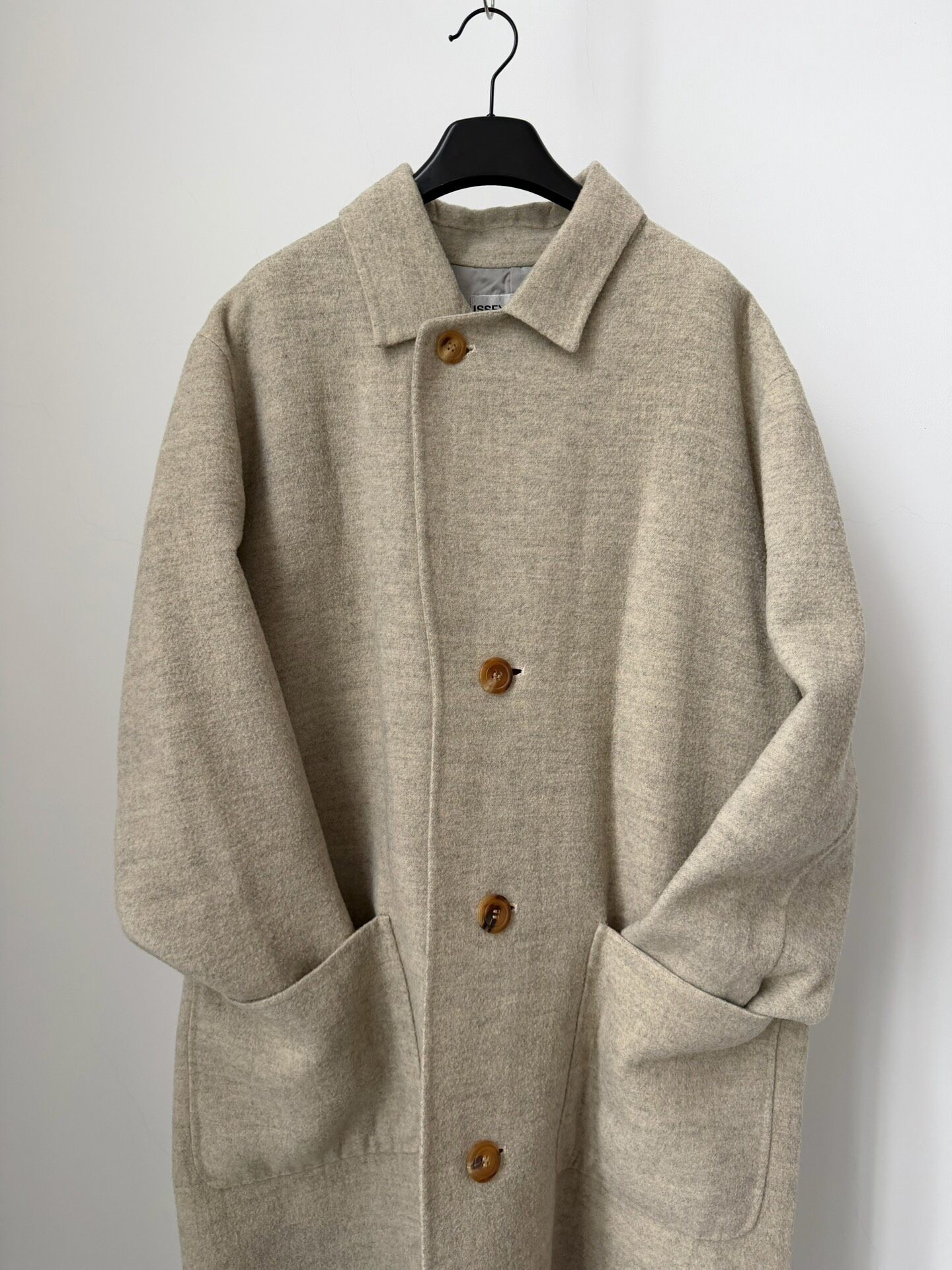 Issey Miyake Oatmeal Wool Long Coat — back