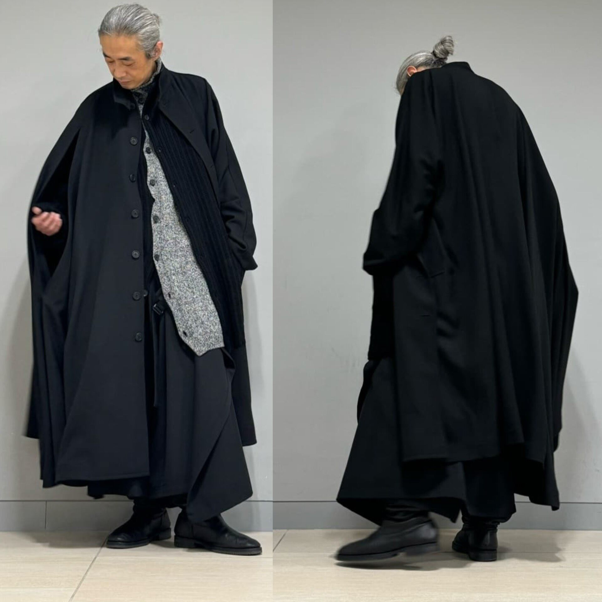 Yohji Yamamoto 23AW Denim Cape Coat — back