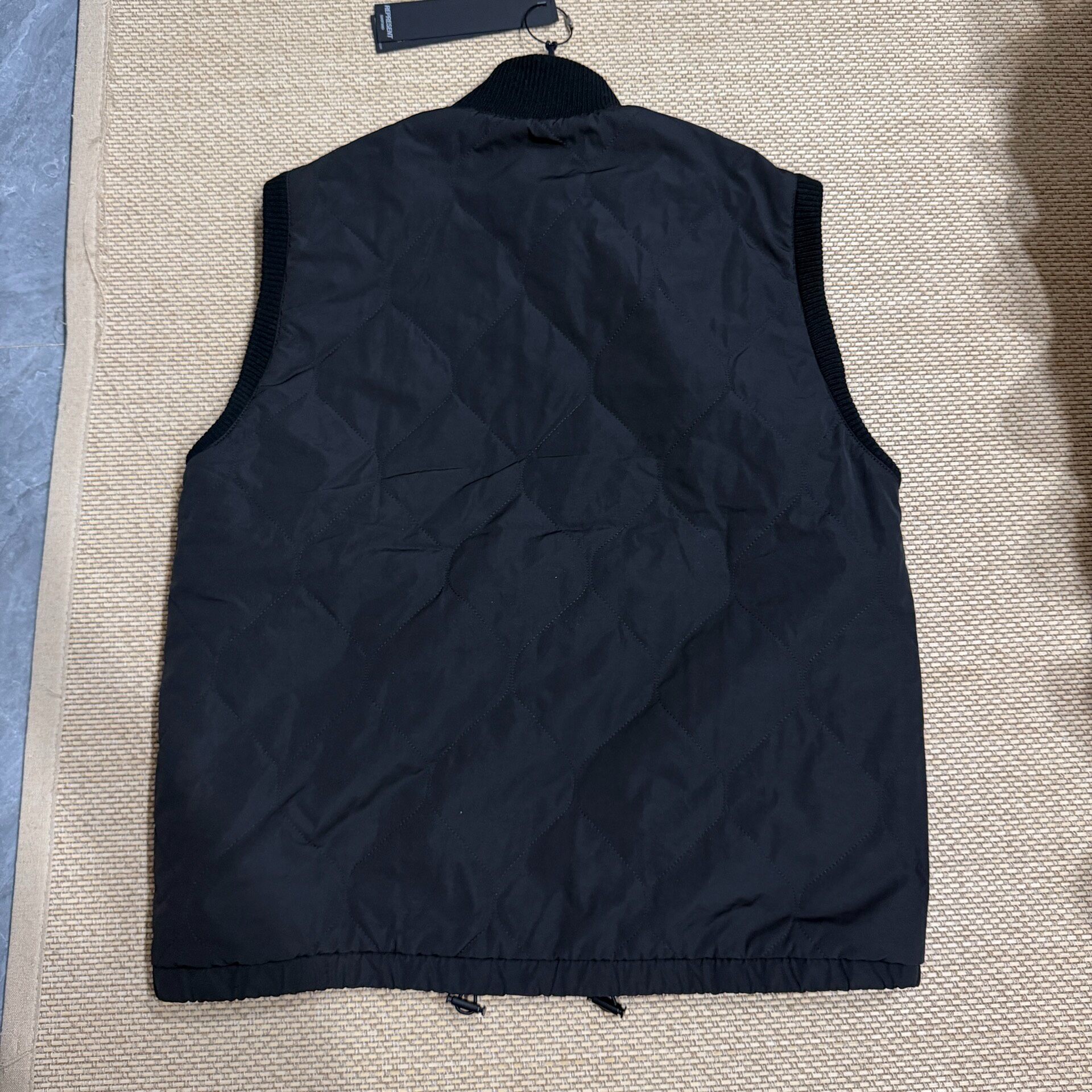 Black Quilted Lightweight Down Vest — front