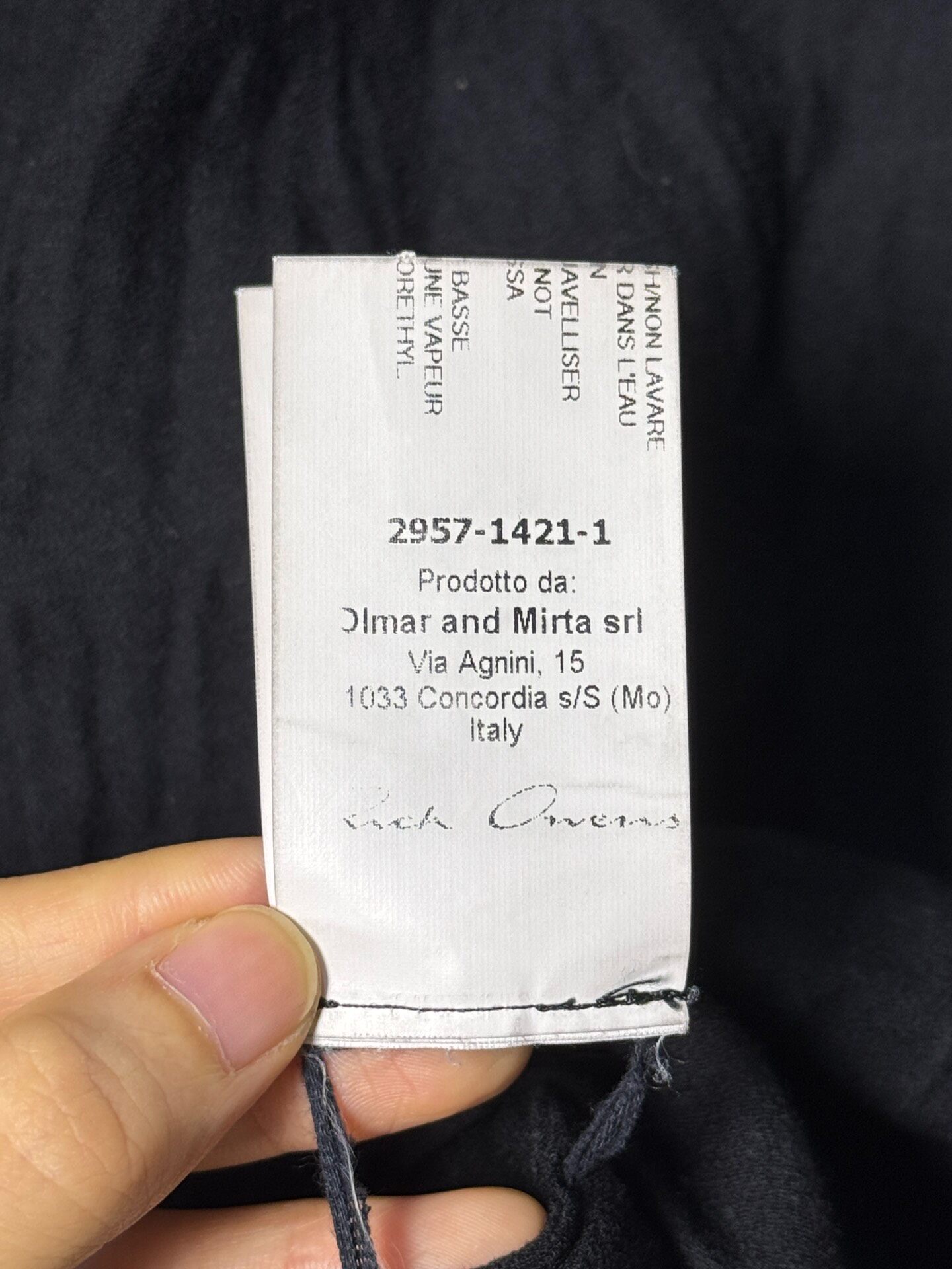 Rick Owens 14FW High-Neck Vest — label