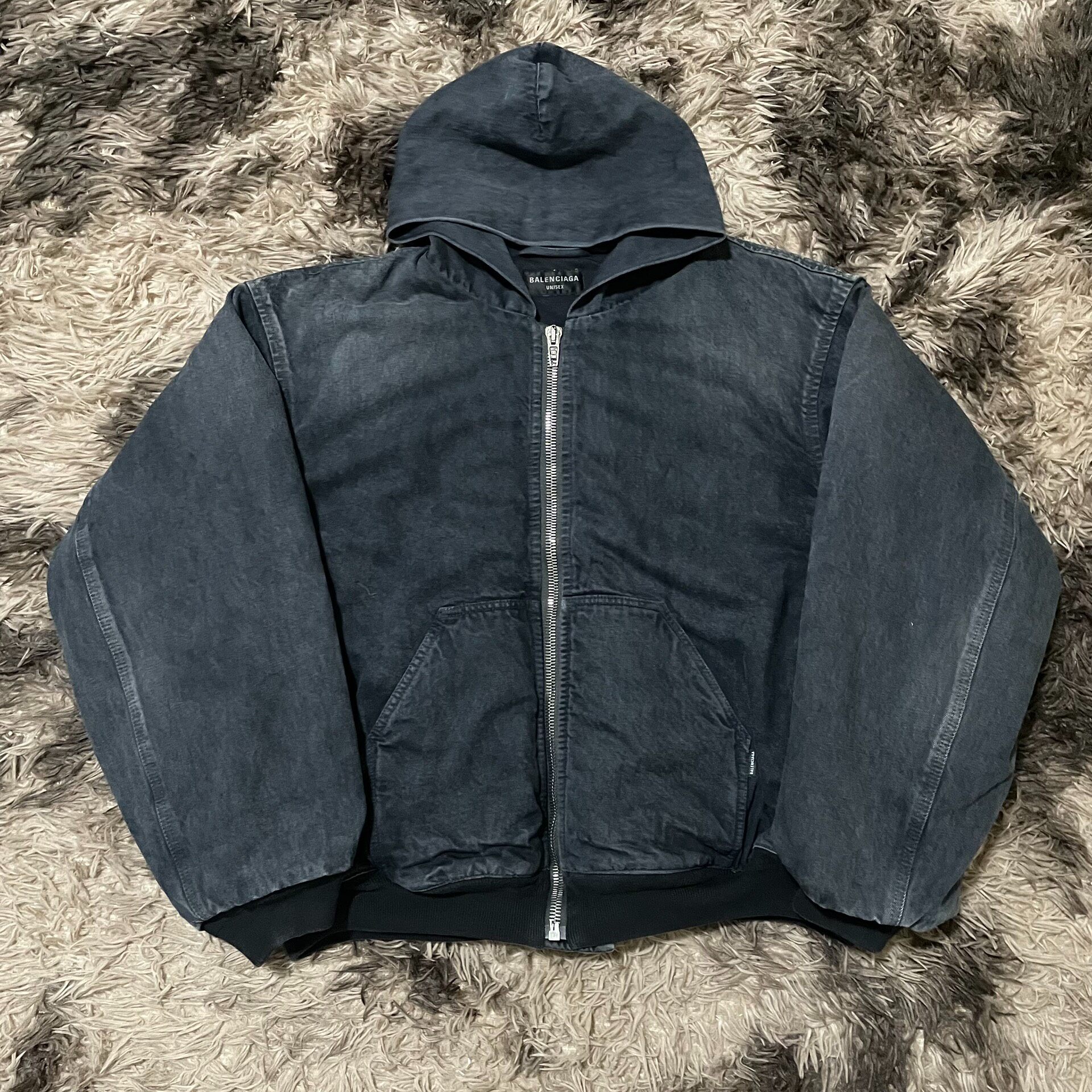 Balenciaga Vintage Gray Denim Zip Jacket