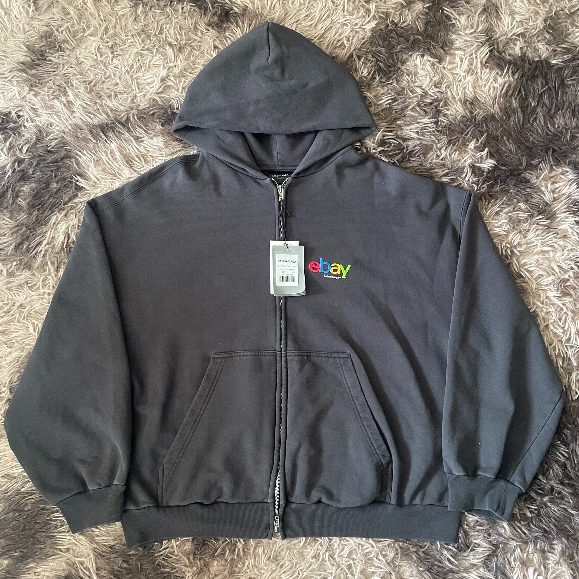 Balenciaga Zip-Up Hoodie With eBay Embroidery