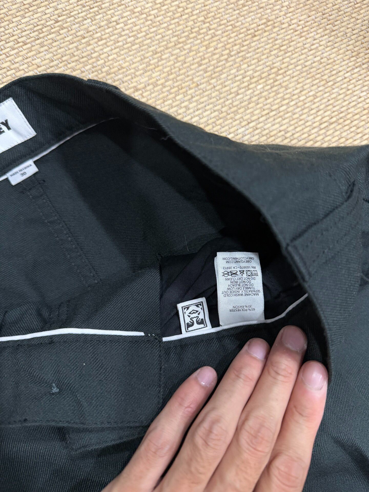 Obey Black Loose Fit Jeans — detail