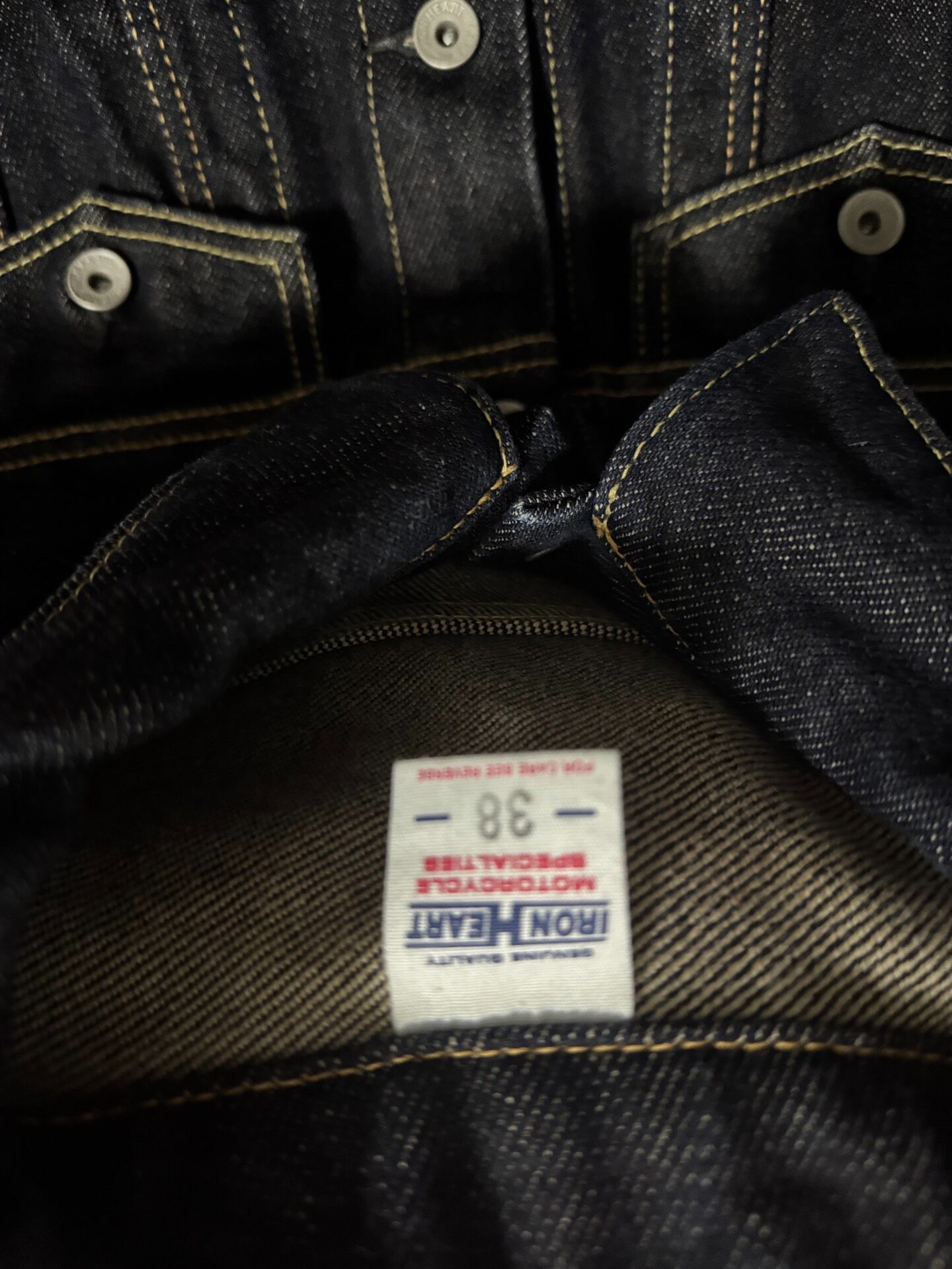 Iron Heart 21oz Denim Vest 526SV — detail