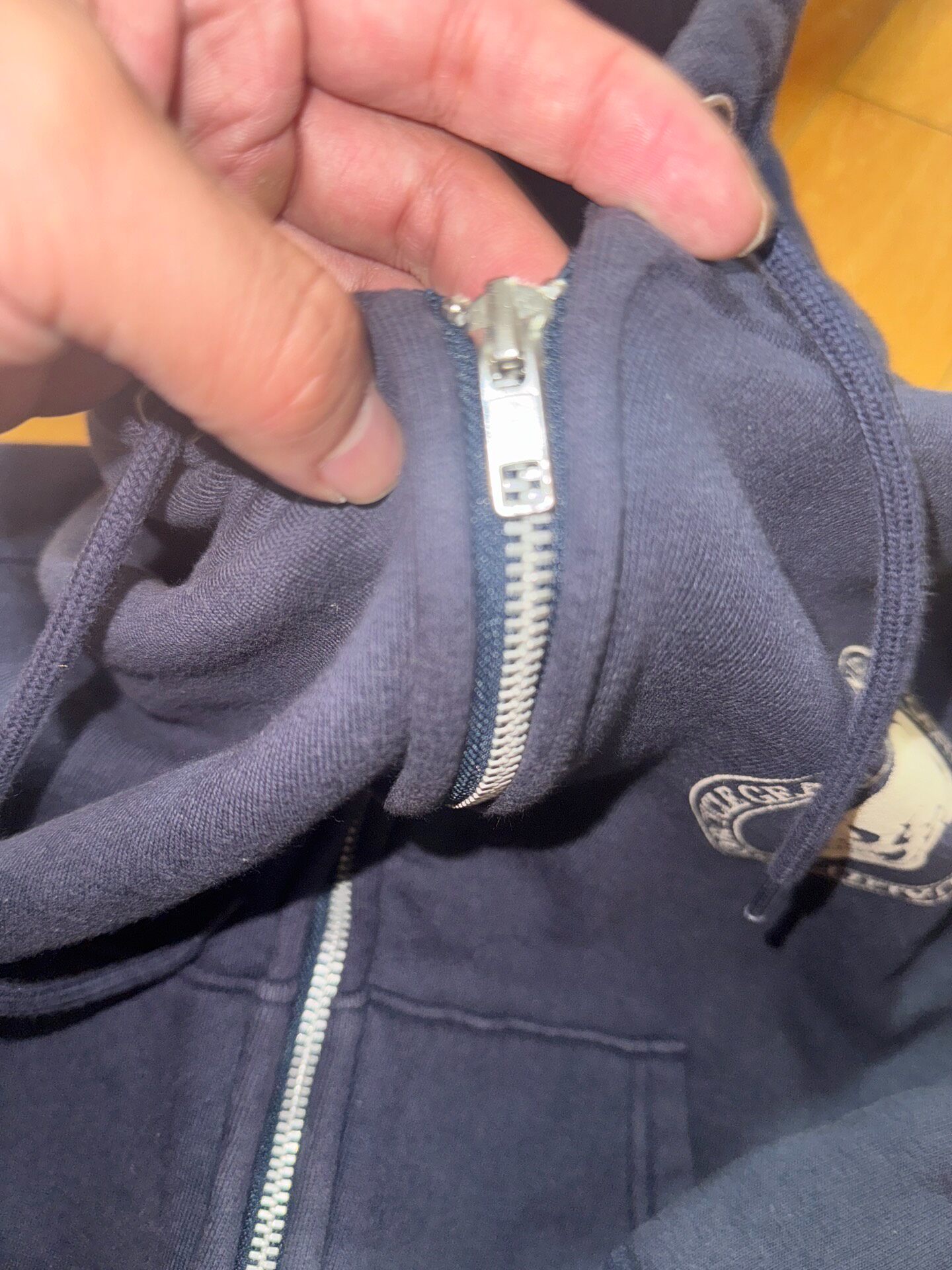 Iron Heart Navy Skull Zip Hoodie — back