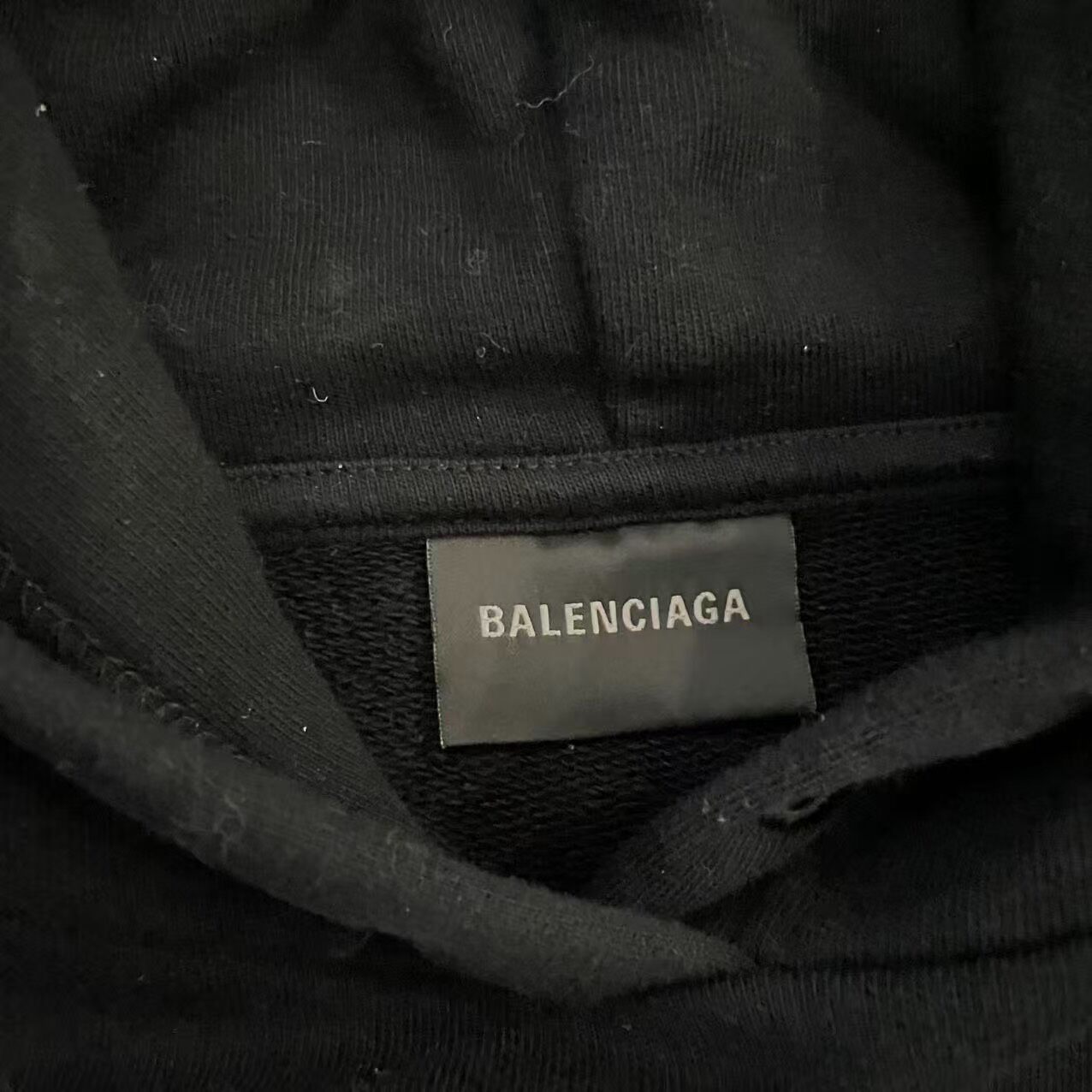 Balenciaga Black Logo Hooded Sweatshirt — detail