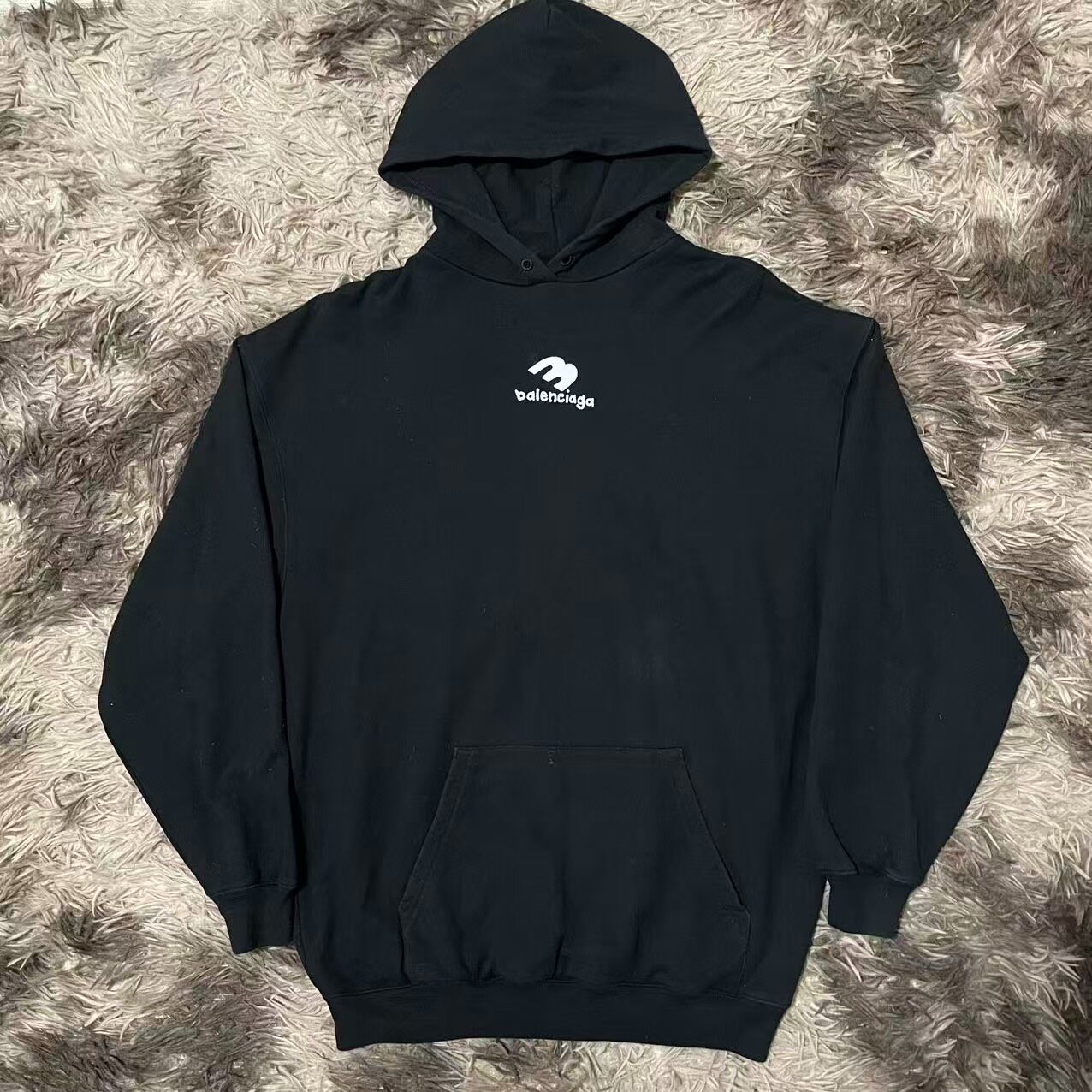 Balenciaga Black Logo Hooded Sweatshirt