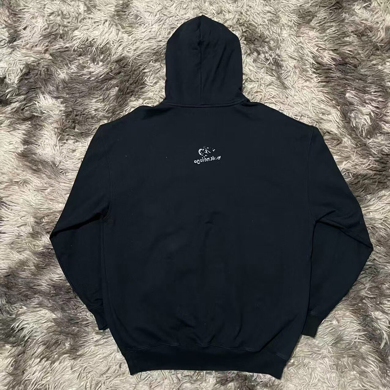 Balenciaga Black Logo Hooded Sweatshirt — front