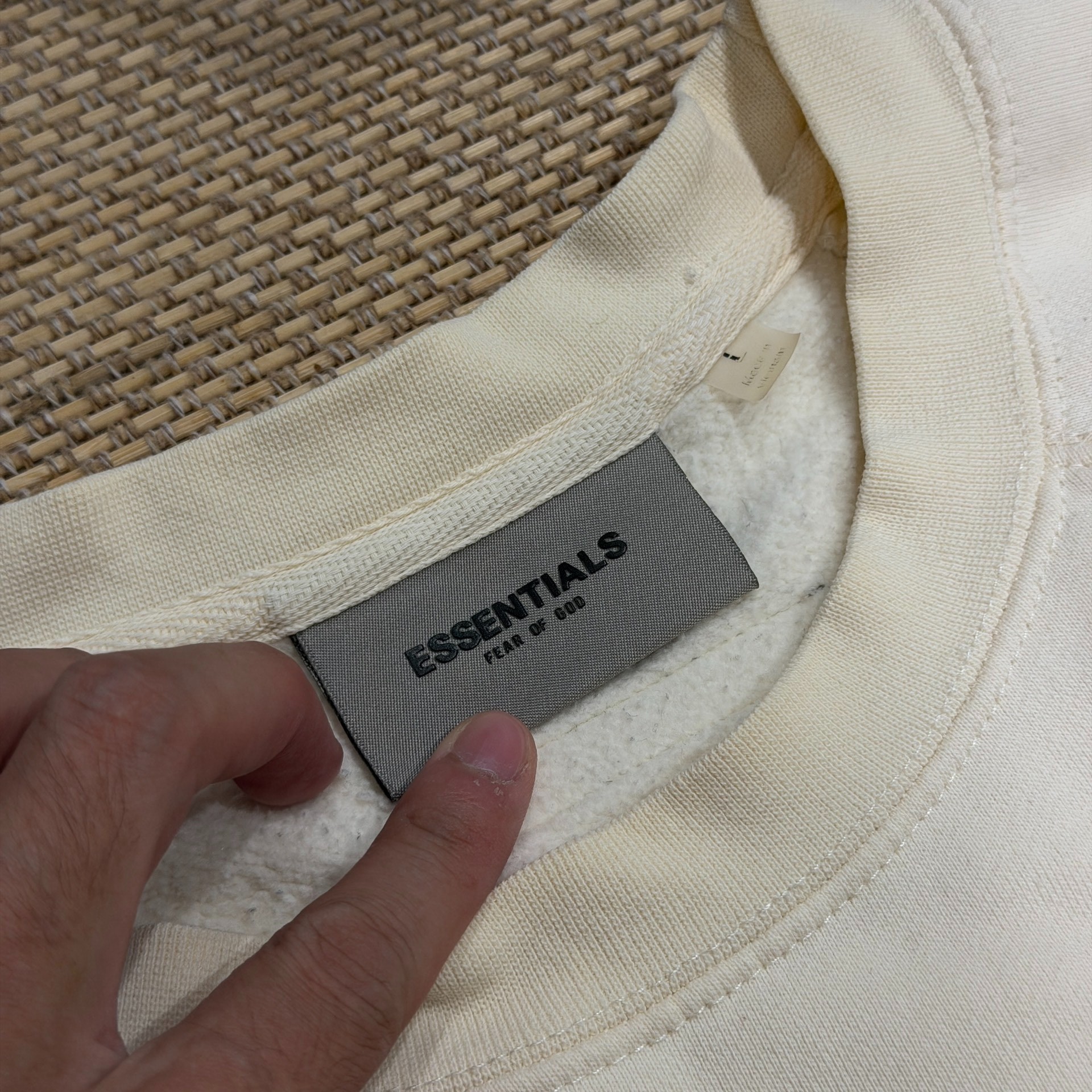 Essentials Fog Cream Crewneck Sweatshirt — back