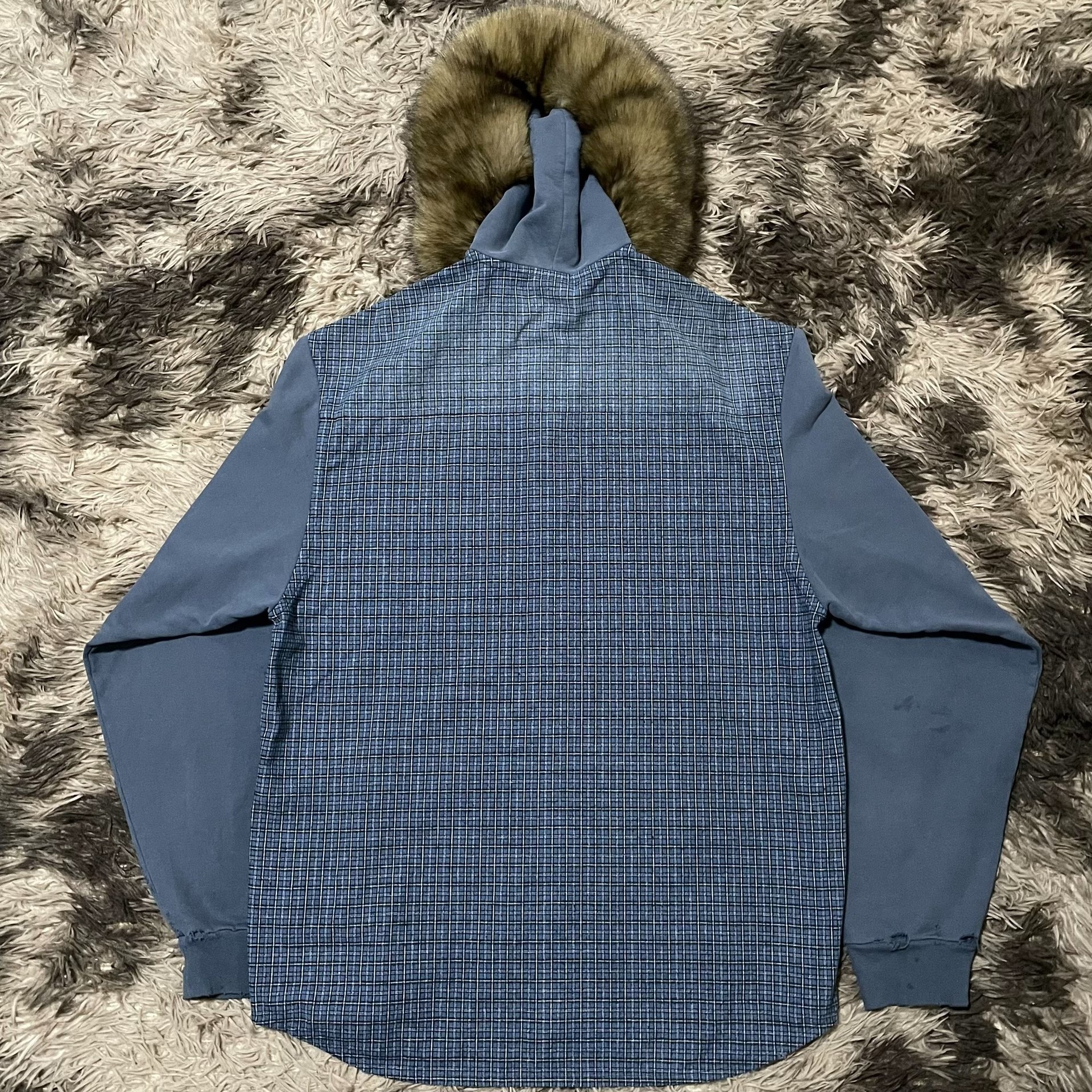Balenciaga 25 Winter Fur Collar Plaid Shirt — front