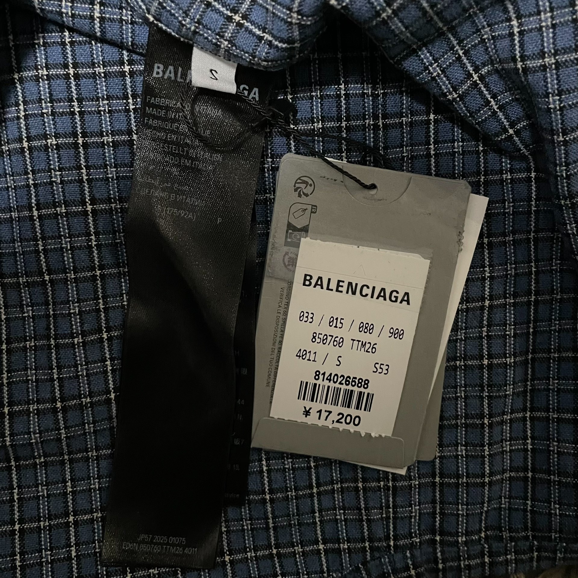 Balenciaga 25 Winter Fur Collar Plaid Shirt — back