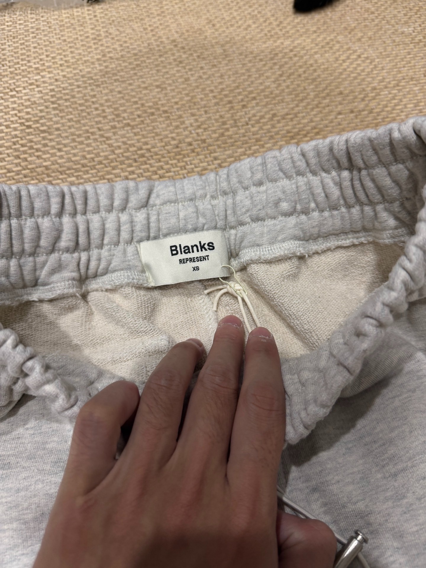 Oatmeal Gray Embroidered Drawstring Sweatpants — back