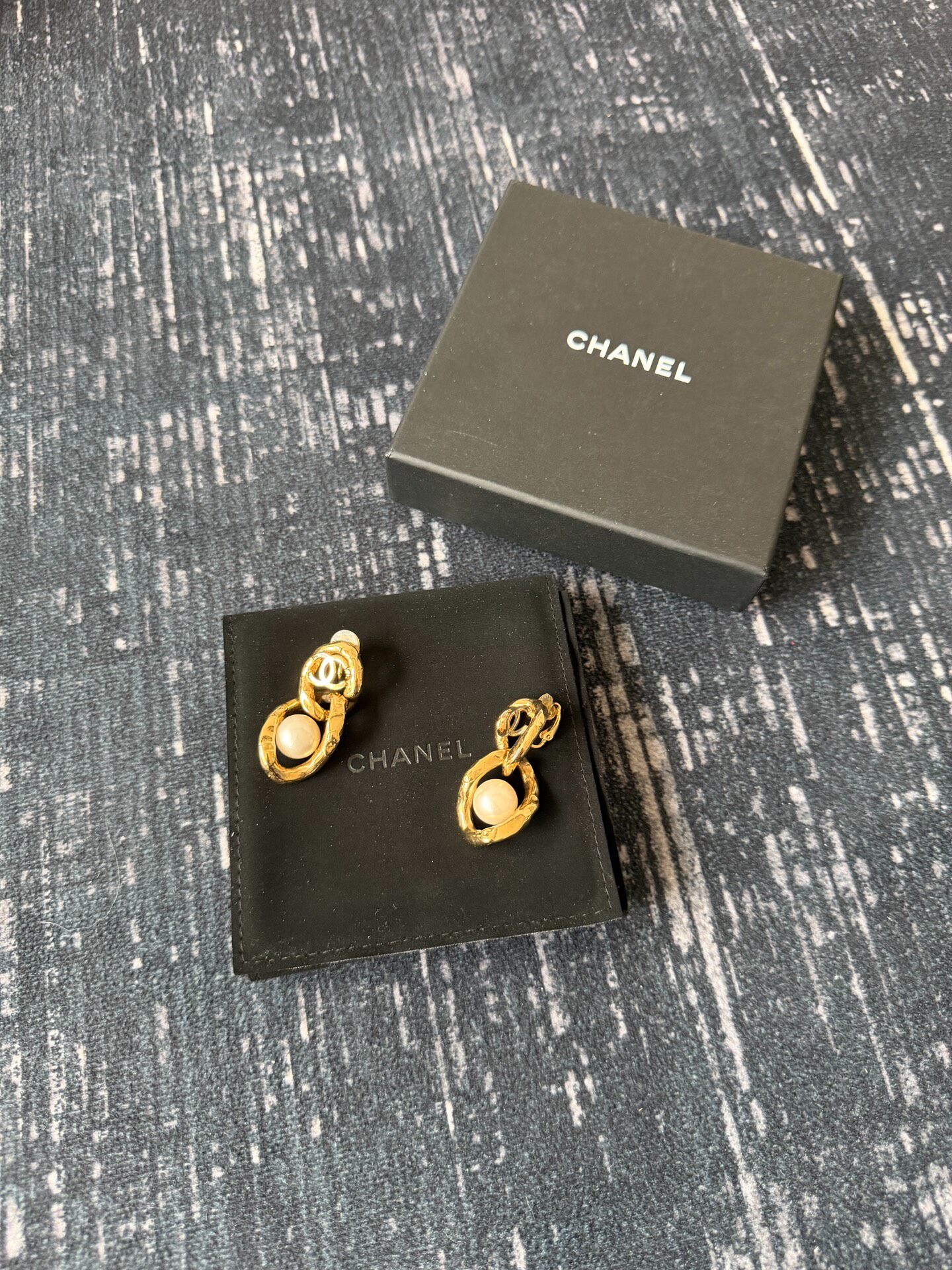 Chanel 20C Gold Double C Pearl Clip Earrings