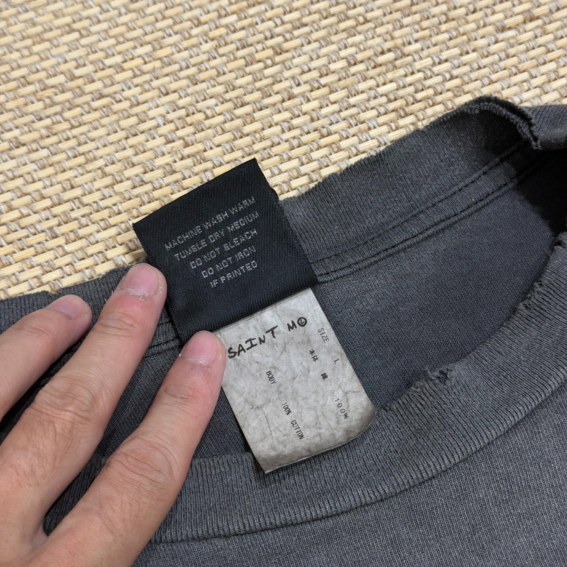 Saint Michael Limited Washed Black Long Sleeve — label