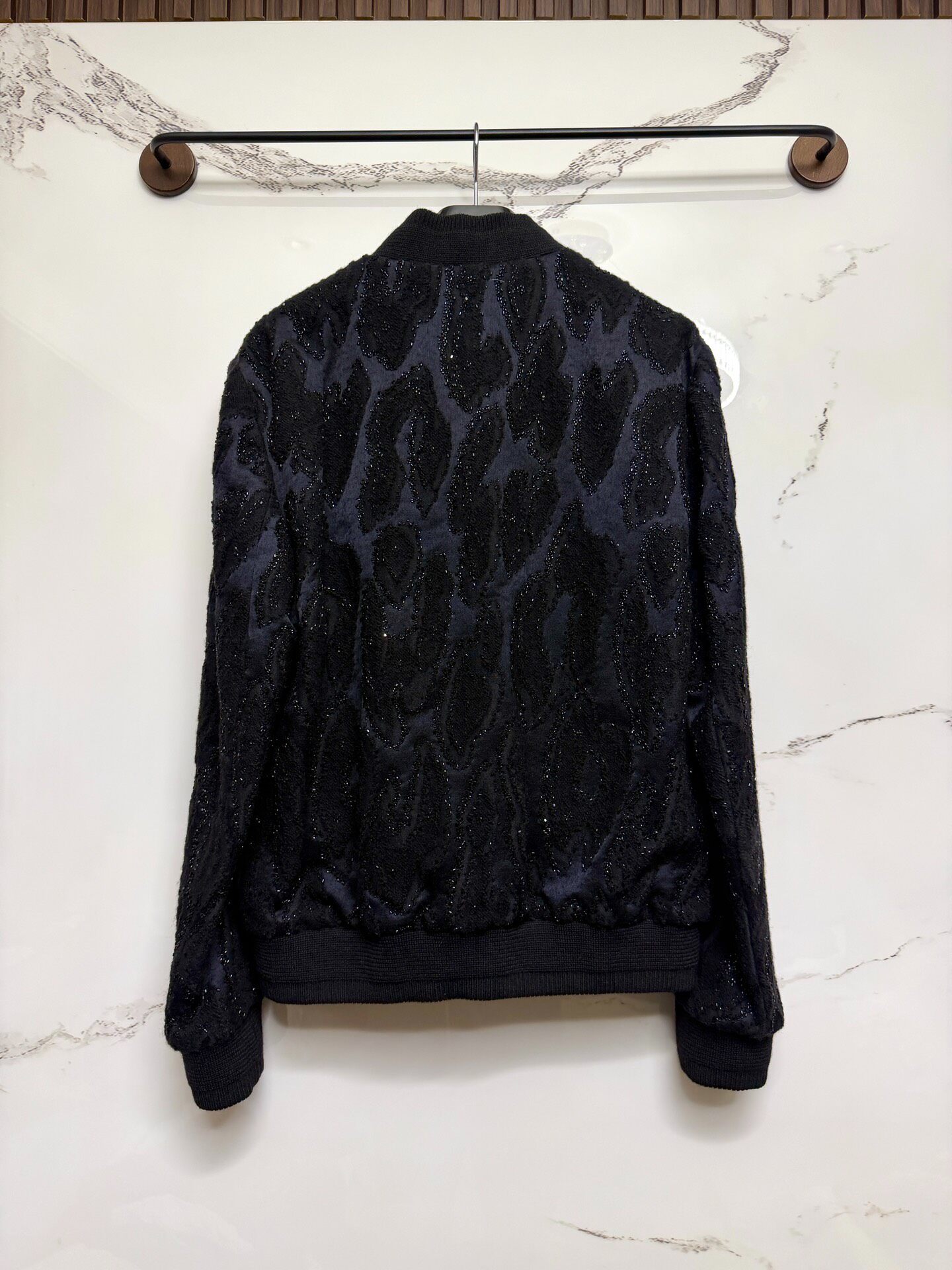 Saint Laurent 19FW Black Beaded Bomber — back