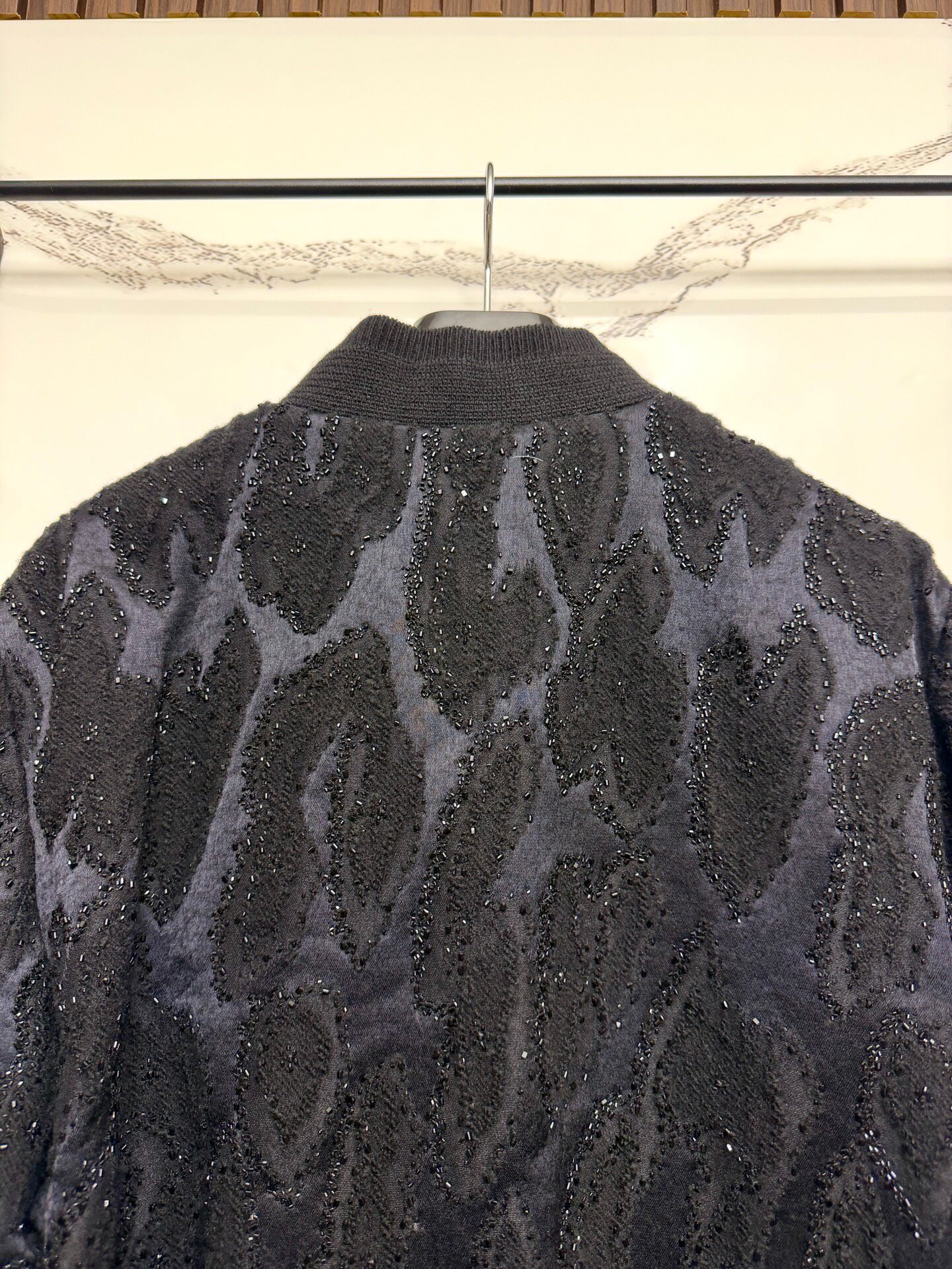 Saint Laurent 19FW Black Beaded Bomber — label